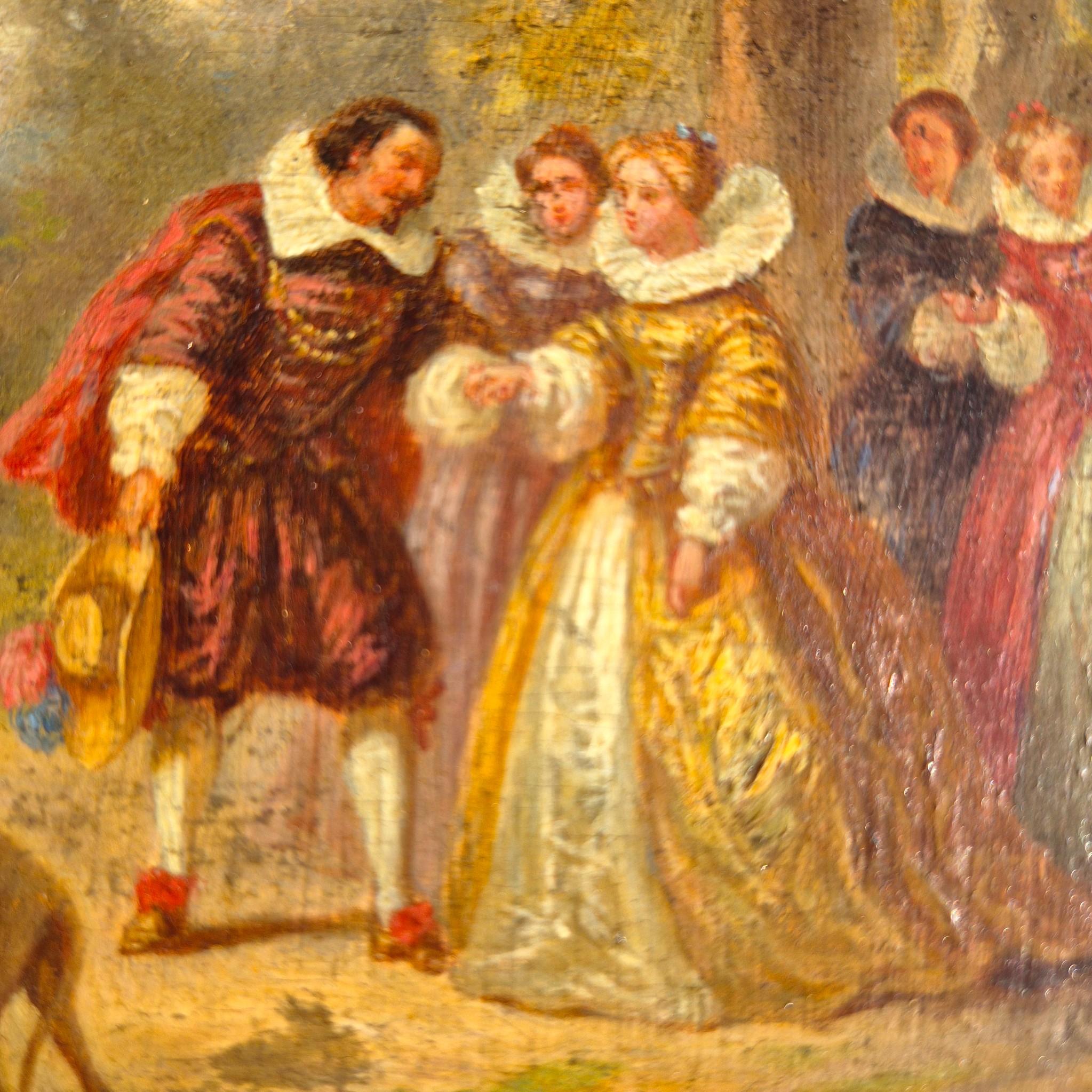 19th-Century Miniature Painting Signed P. Faure, Oil on Panel in a Gilded frame im Zustand „Gut“ im Angebot in NICE, FR