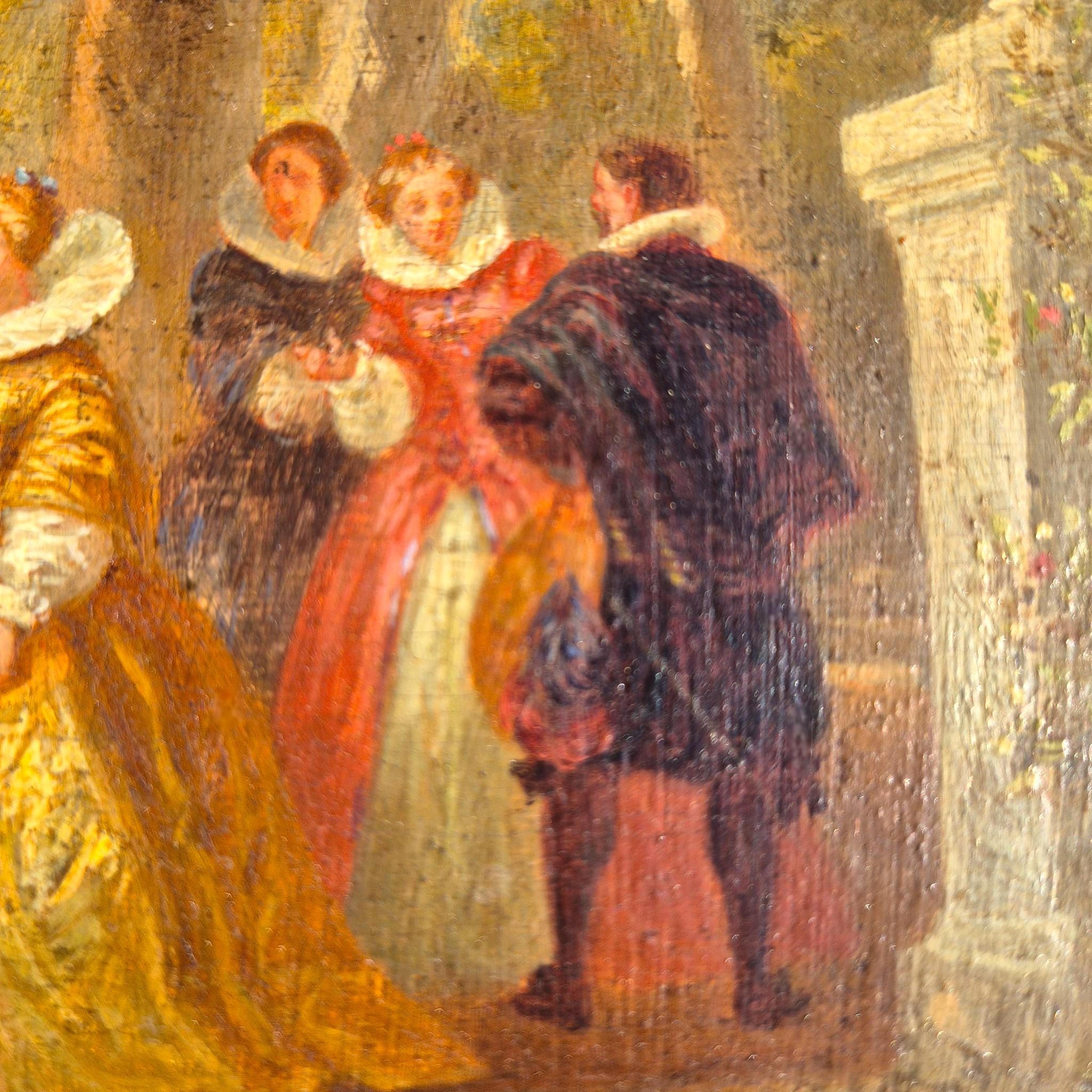 19th-Century Miniature Painting Signed P. Faure, Oil on Panel in a Gilded frame (19. Jahrhundert) im Angebot