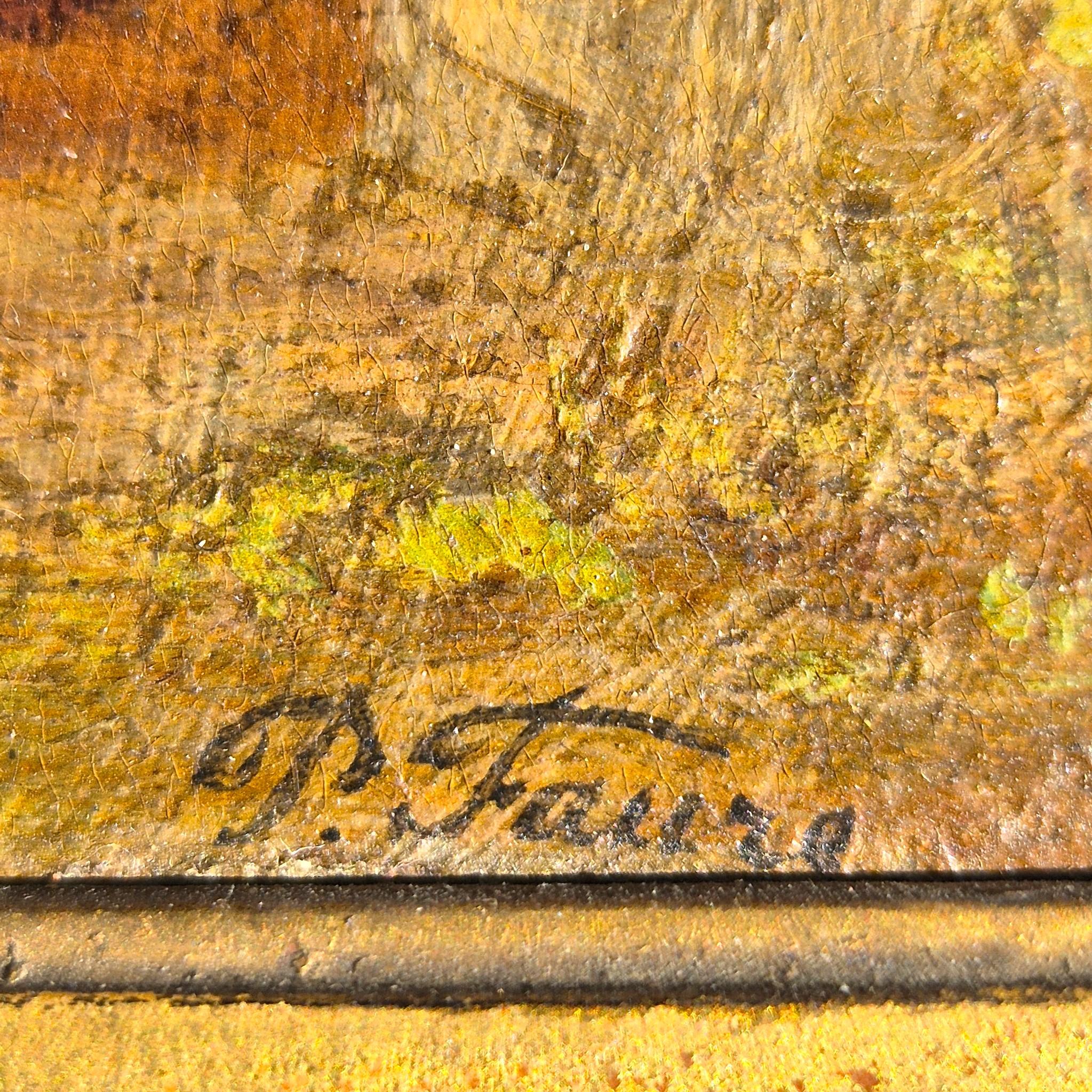 19th-Century Miniature Painting Signed P. Faure, Oil on Panel in a Gilded frame im Angebot 1