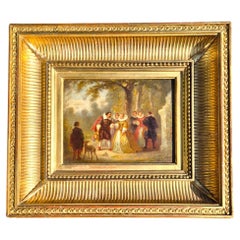 19th-Century Miniature Painting Signed P. Faure, Oil on Panel in a Gilded frame