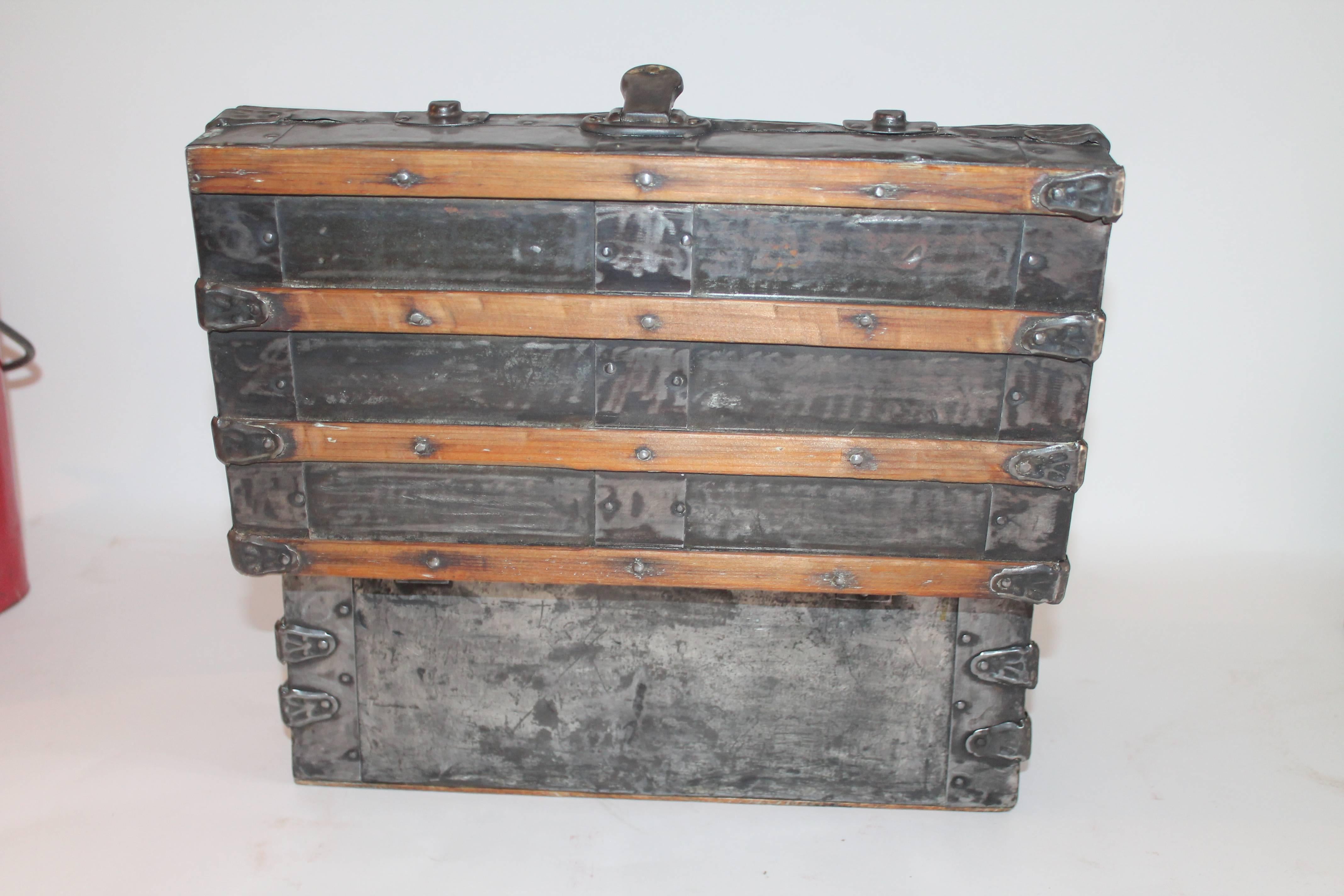 Wood 19th Century Miniature Salesman Sample Trunk