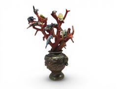 Miniatur-Skulptur aus dem 19. Jahrhundert mit Kakadus