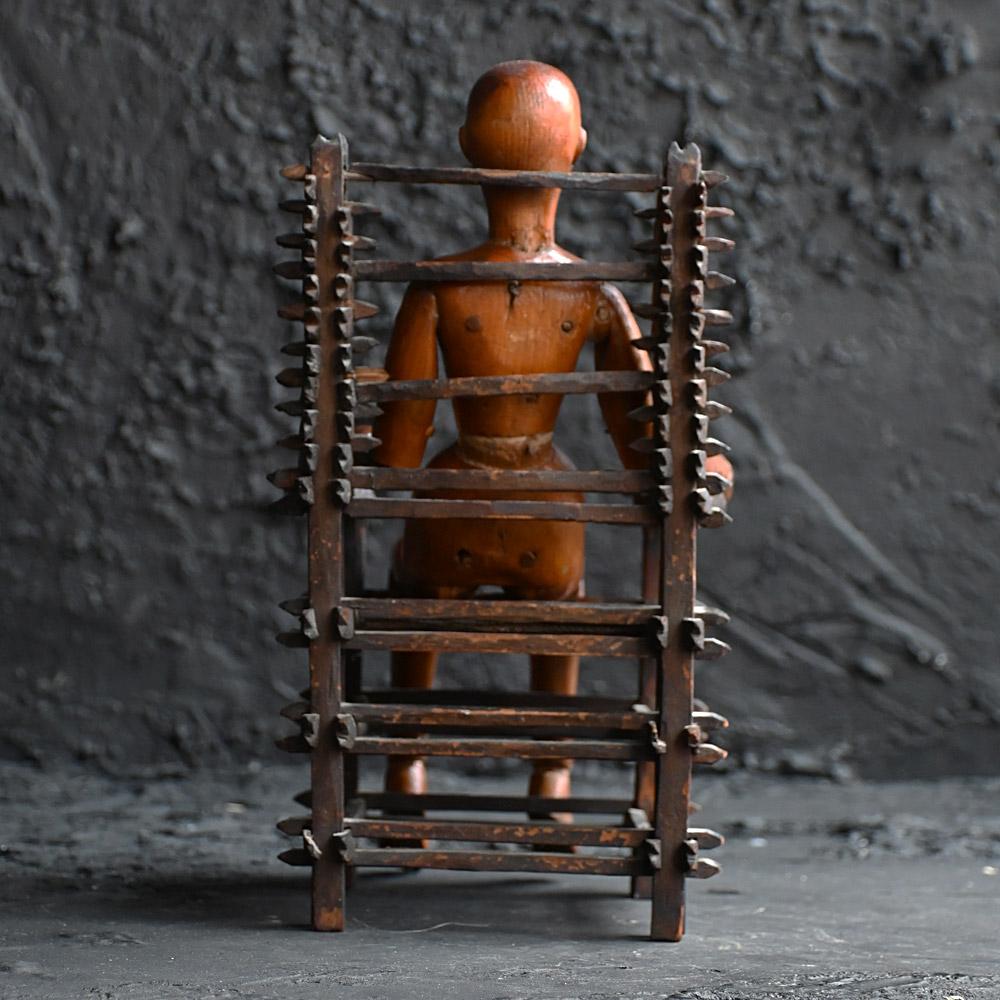 19th century miniature tramp art chair model For Sale 2
