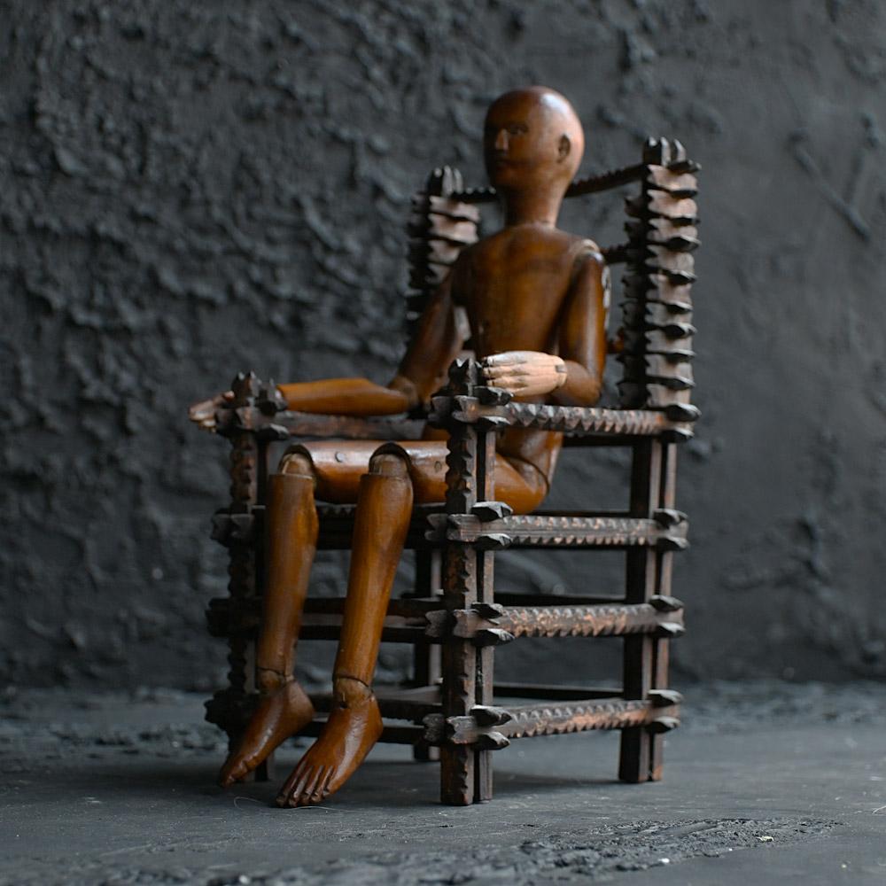 19th century miniature tramp art chair model For Sale 5