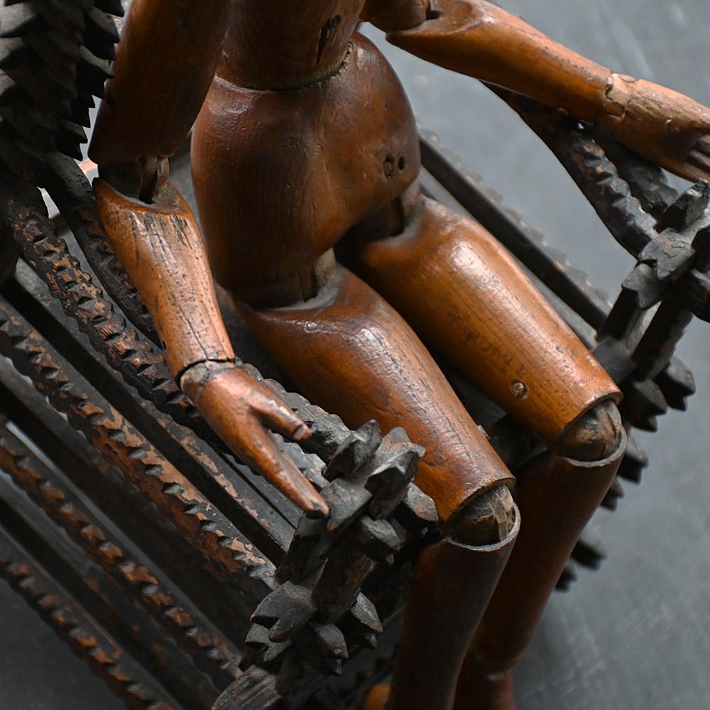19th century miniature tramp art chair model For Sale 9