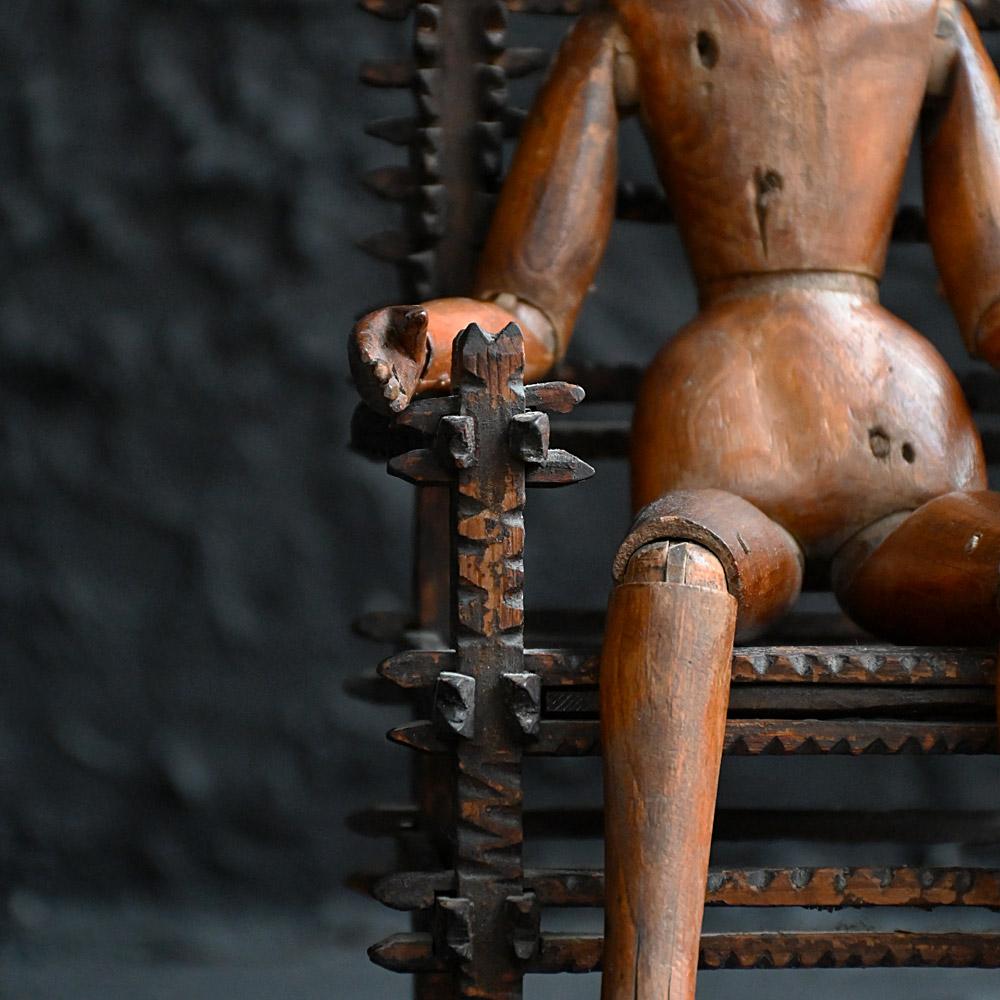 Folk Art 19th century miniature tramp art chair model For Sale