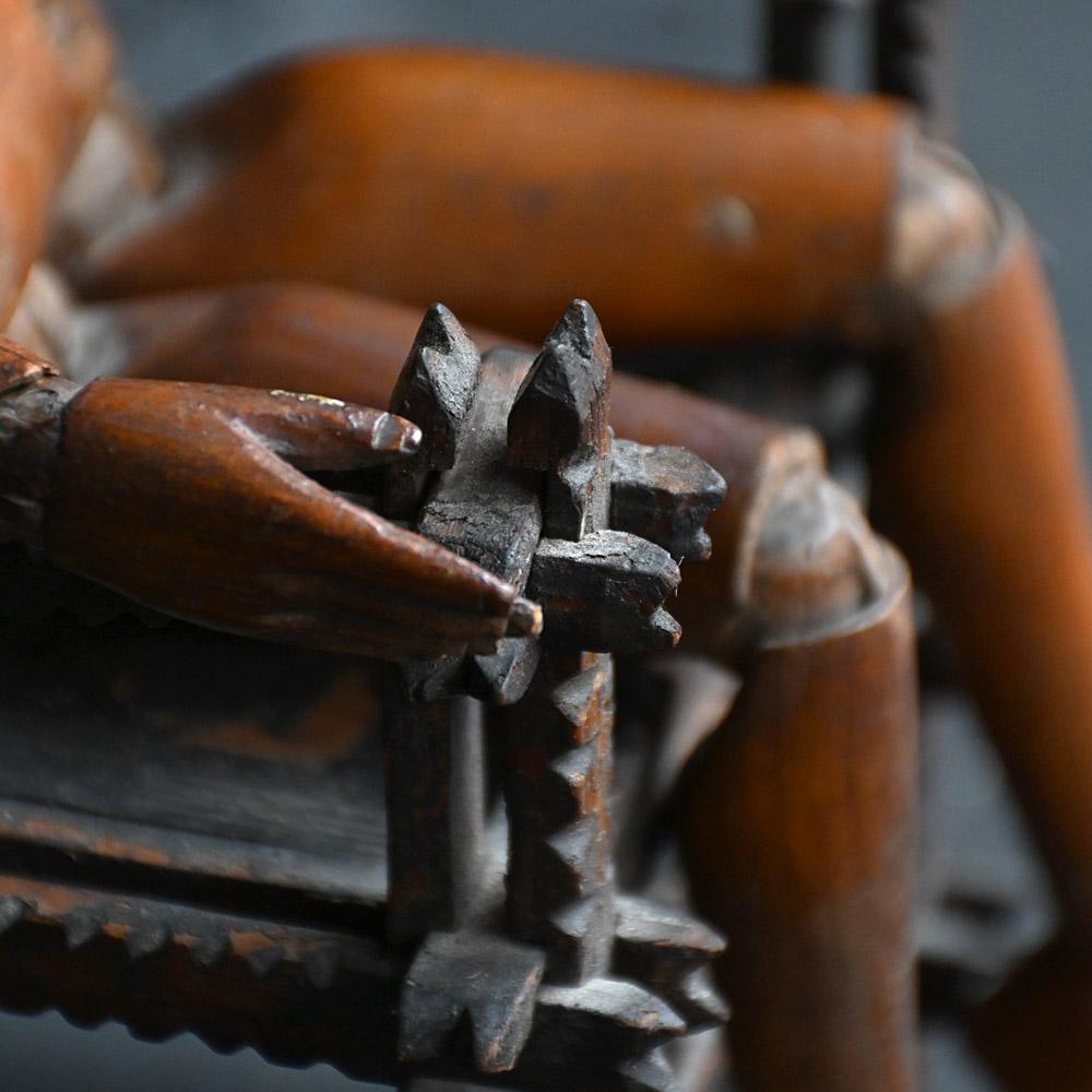 19th century miniature tramp art chair model In Good Condition For Sale In London, GB