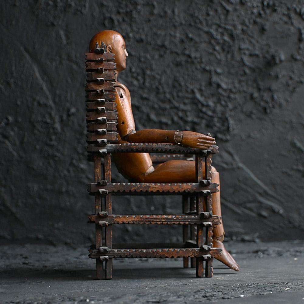 Early 20th Century 19th century miniature tramp art chair model For Sale