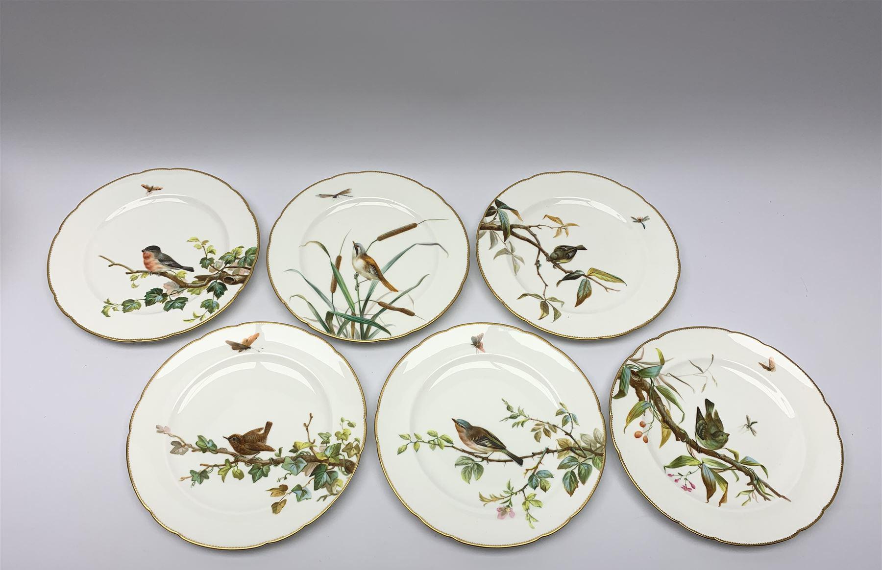 19th Century Minton Bird and Insect Dessert Service 17 Pieces For Sale 1