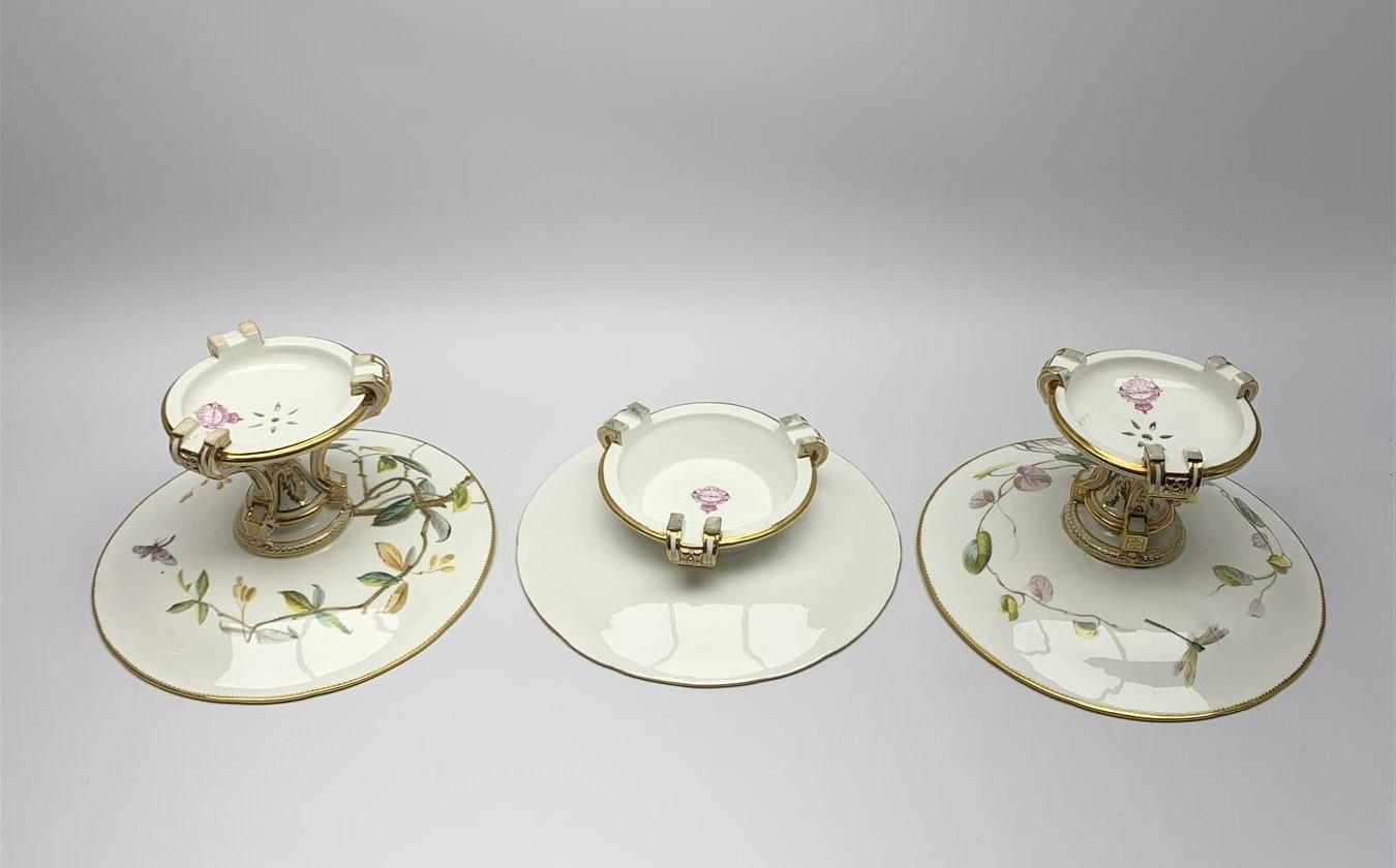 19th Century Minton Bird and Insect Dessert Service 17 Pieces For Sale 3