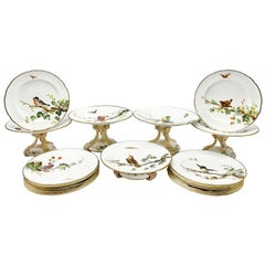 19th Century Minton Bird and Insect Dessert Service 17 Pieces