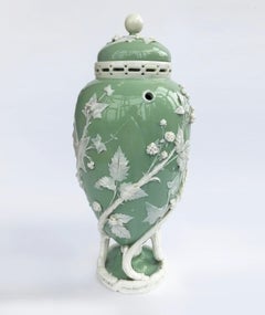 19th Century Minton Celadon Pate Sur Pate Vase
