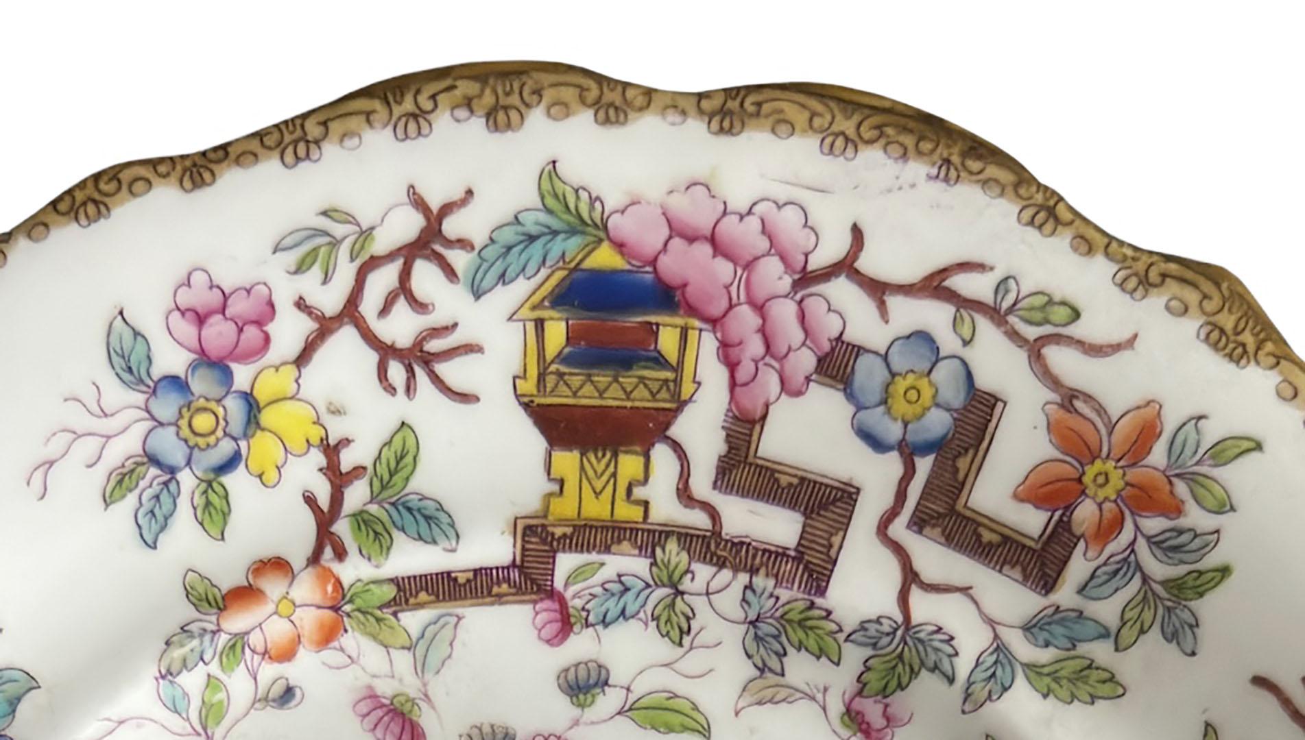 Anglais Assiette d'arbre chinoise Minton du 19ème siècle