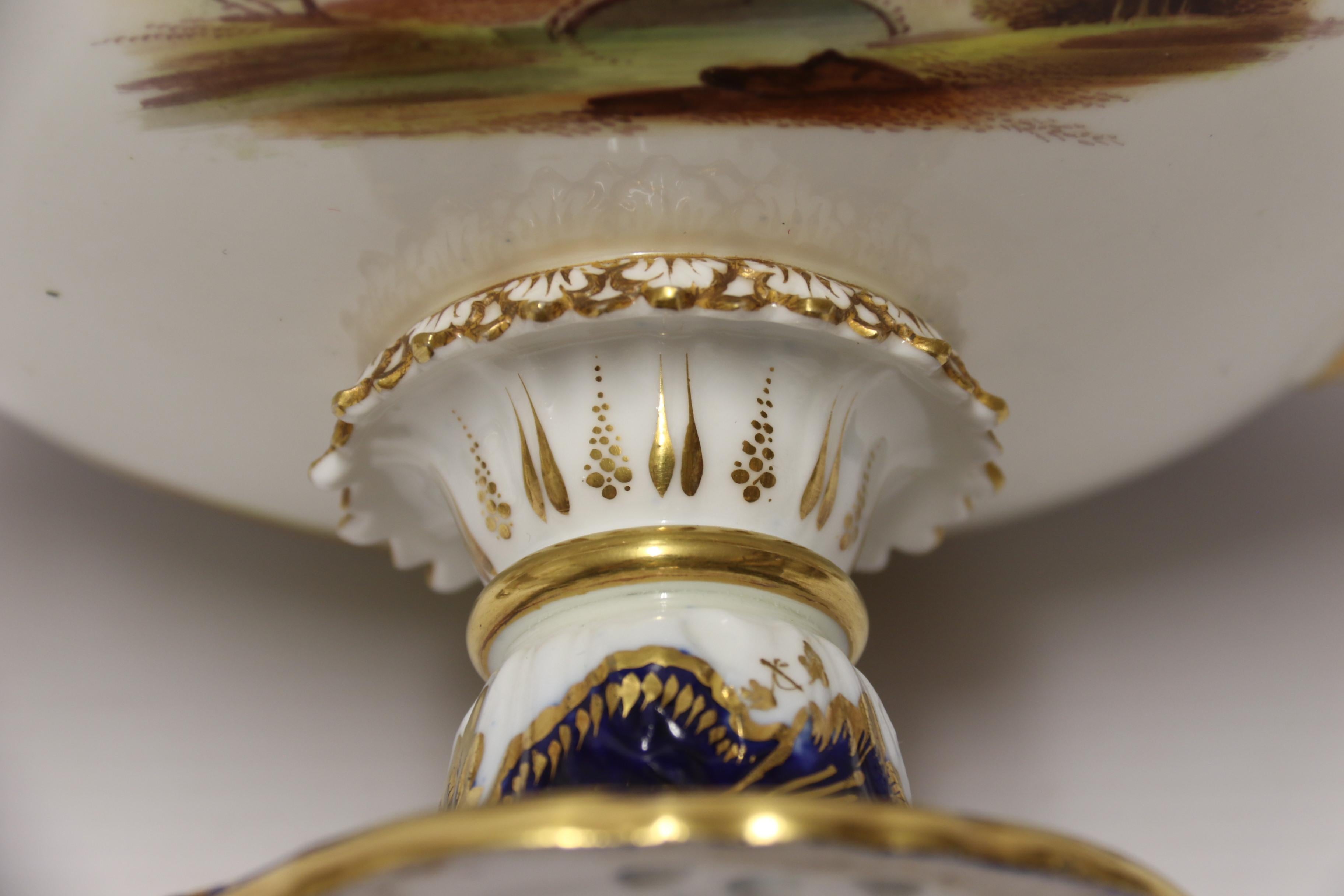 19th century Minton dessert cream tureen with stand, hand painted, English 1840 For Sale 4
