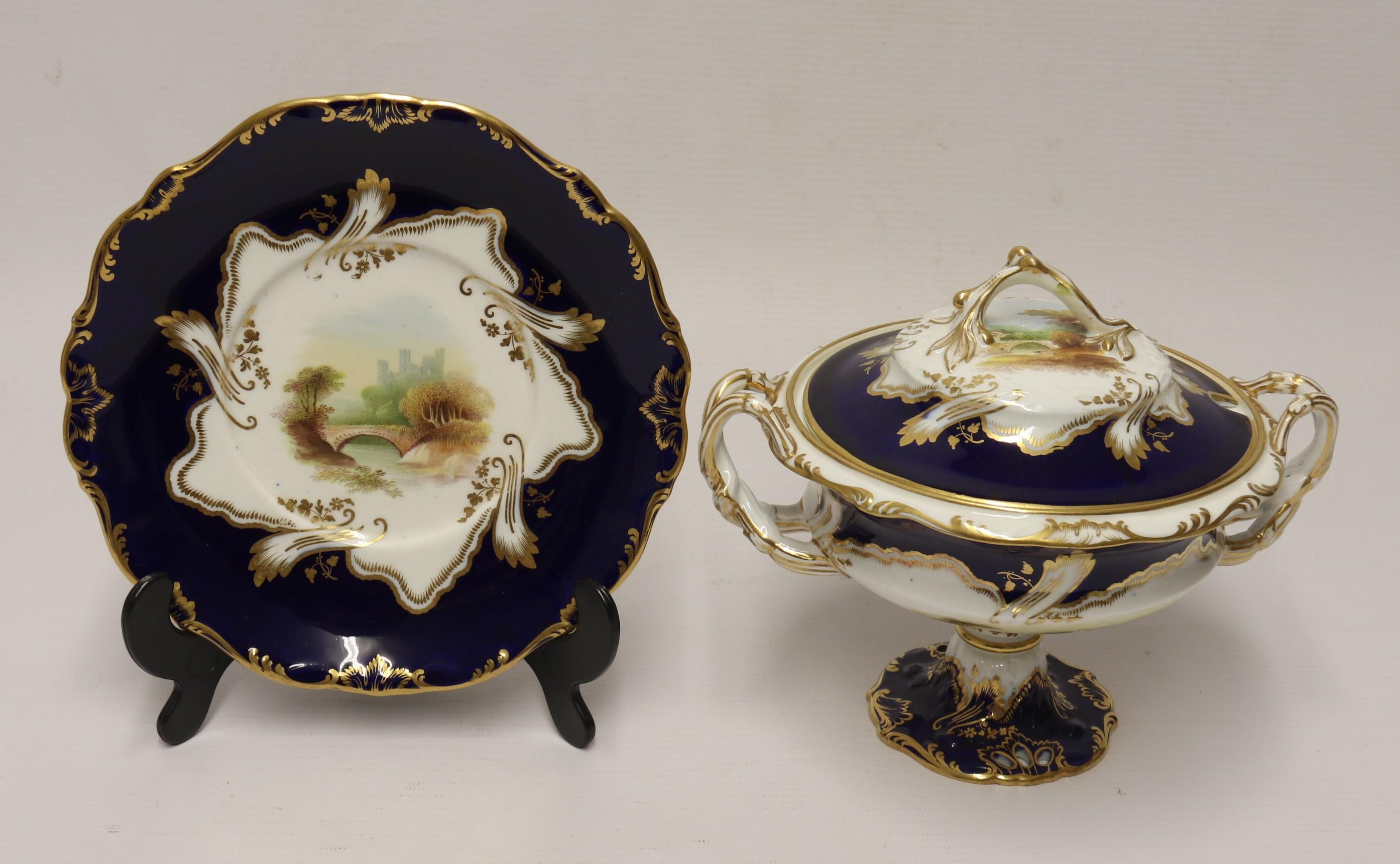 19th century Minton dessert cream tureen with stand, hand painted, English 1840 For Sale 12