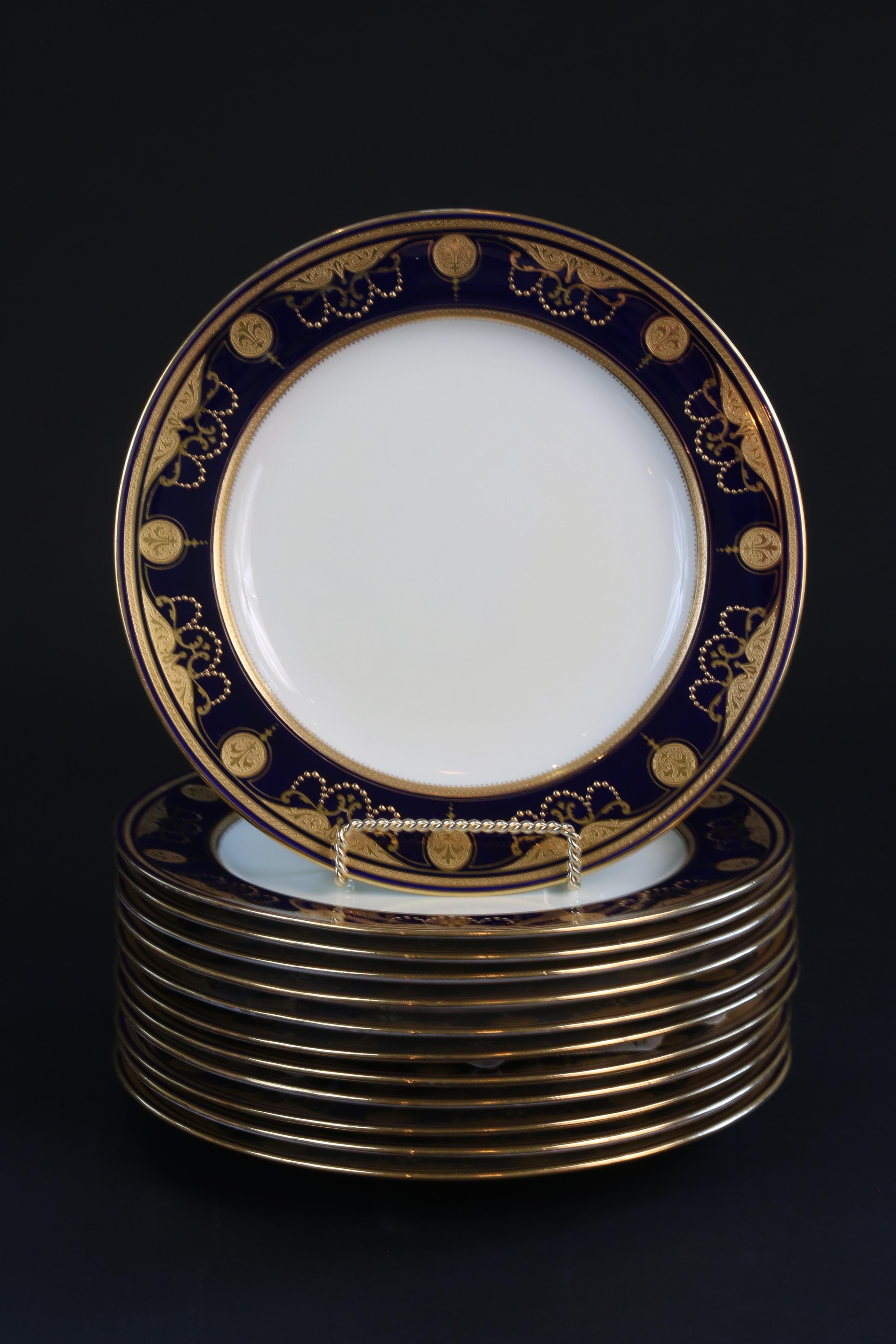English 19th Century Minton Gilded Cobalt Service For Sale