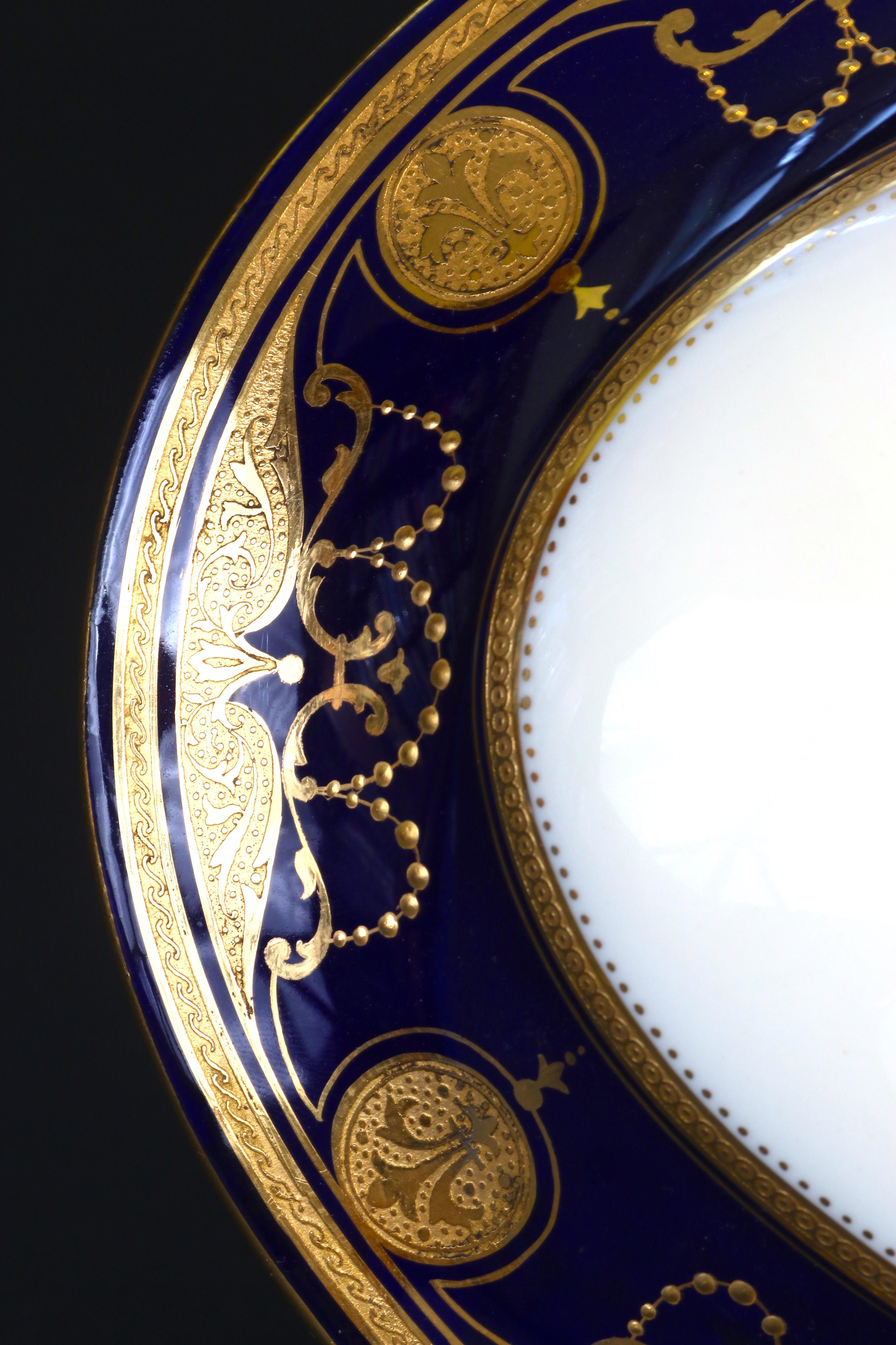 Late 19th Century 19th Century Minton Gilded Cobalt Service For Sale