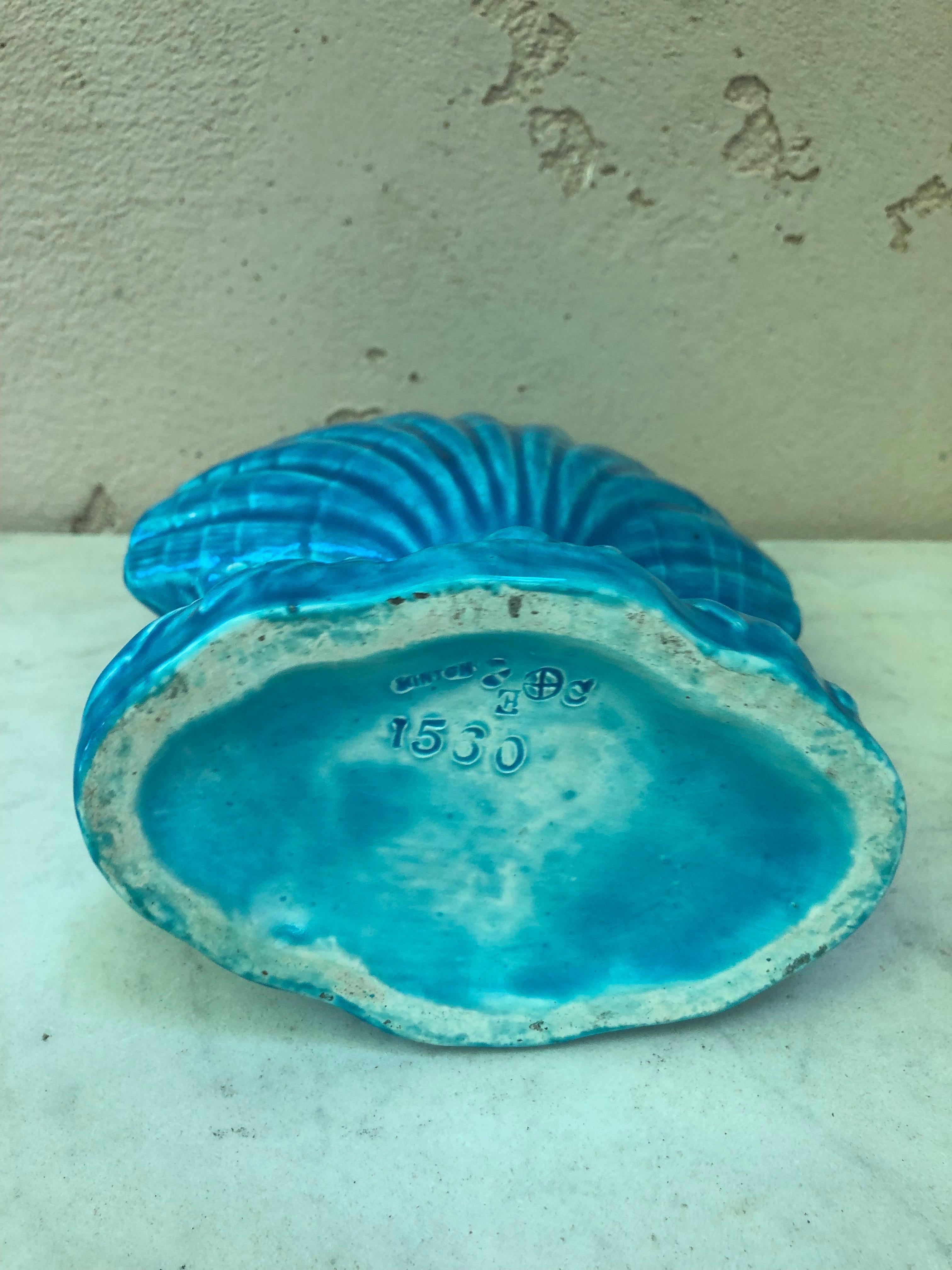 Late 19th Century 19th Century Minton Majolica Shell Posy Aqua Vase