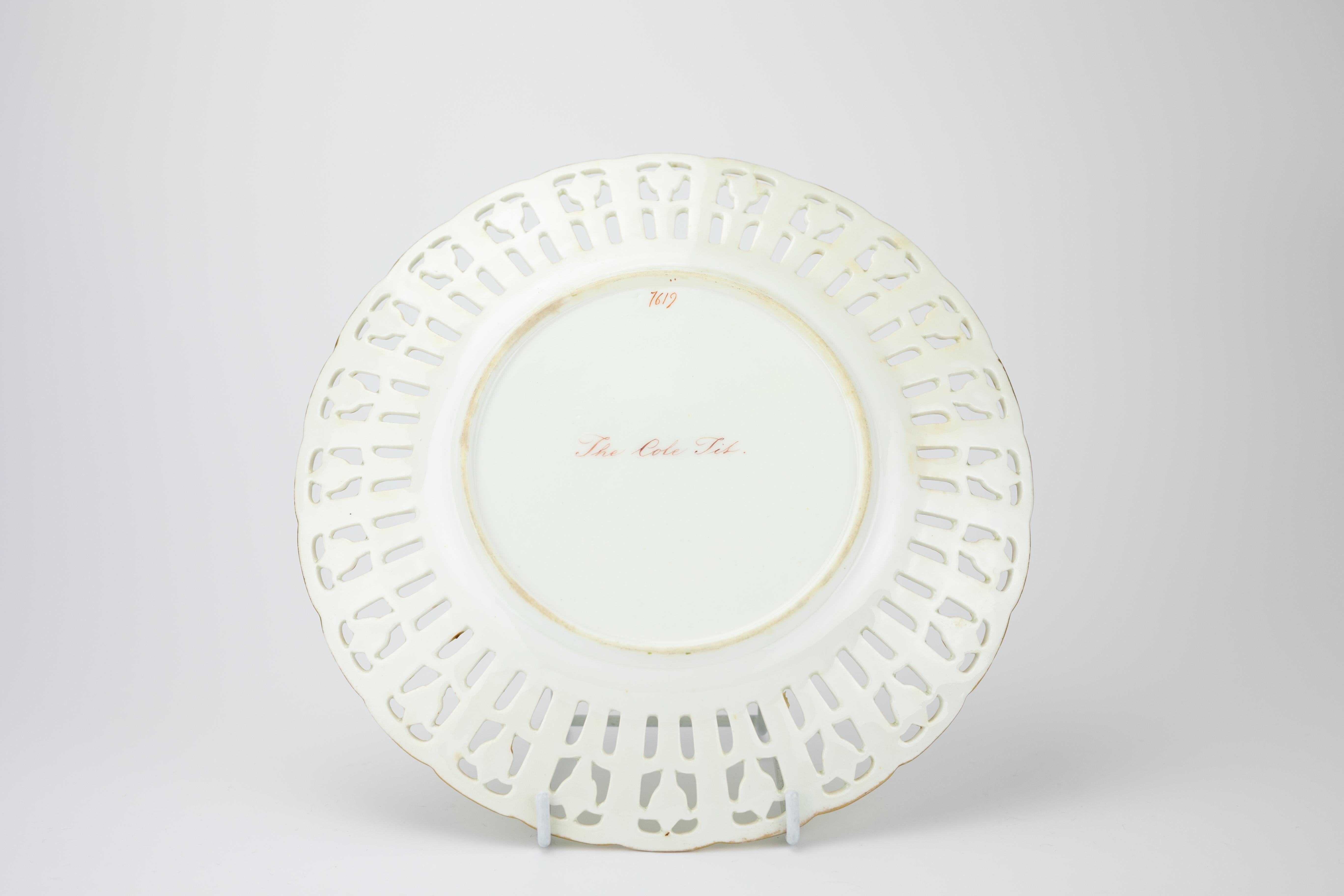 Britannique Assiette à dessert en porcelaine ornithologique de Minton du 19ème siècle en vente