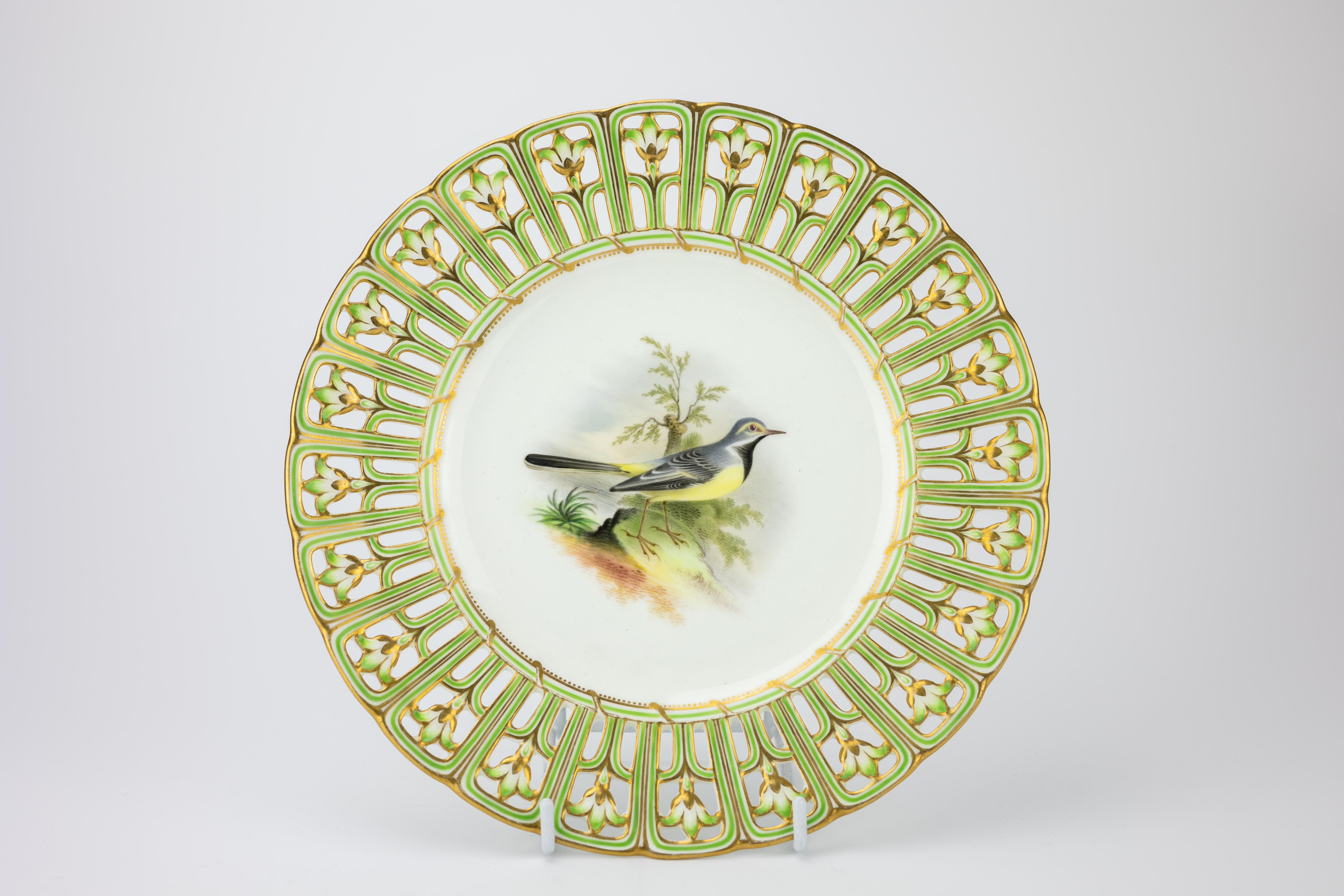 Minton Ornithologisches Porzellan-Dessert aus dem 19. Jahrhundert im Angebot 3