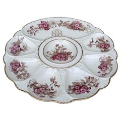 19th Century Minton Pink Flowers Oyster Plate