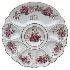 Assiette à huîtres Minton rose du 19ème siècle