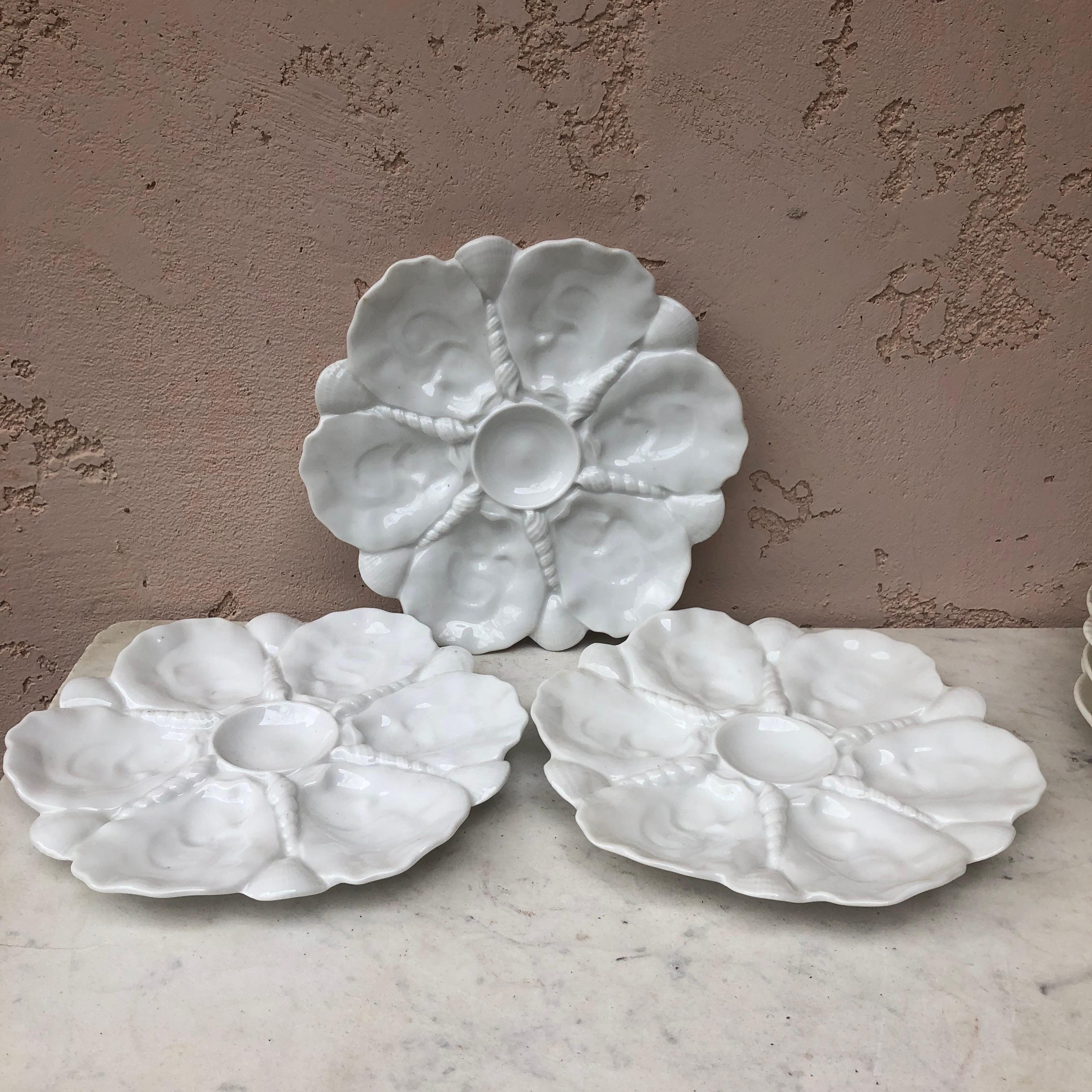 Late 19th Century 19th Century Minton White Majolica Oyster Plate For Sale