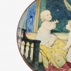 Cargador pintado a mano del siglo XIX Minton's Art Pottery Studio Kensington Gore