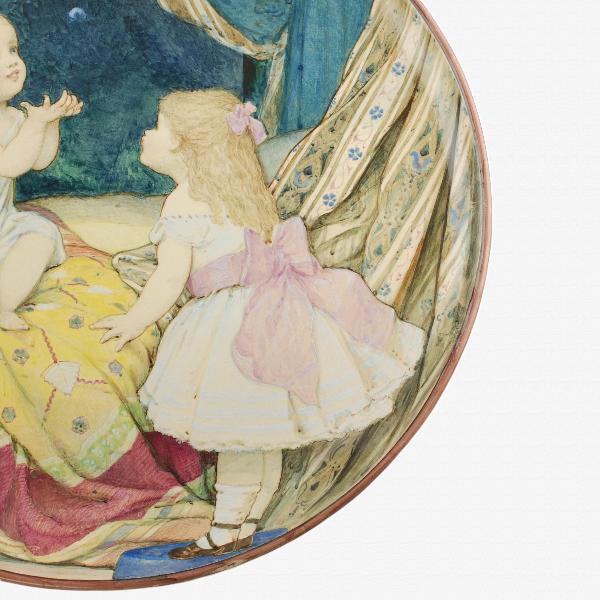 Cargador pintado a mano del siglo XIX Minton's Art Pottery Studio Kensington Gore Movimiento estético en venta