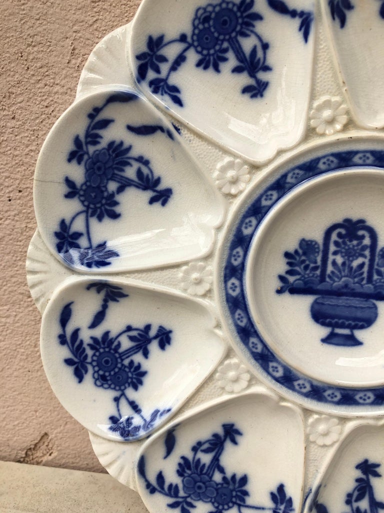 19th century Minton's China Delft blue and white oyster plate.
Japonisme Period.