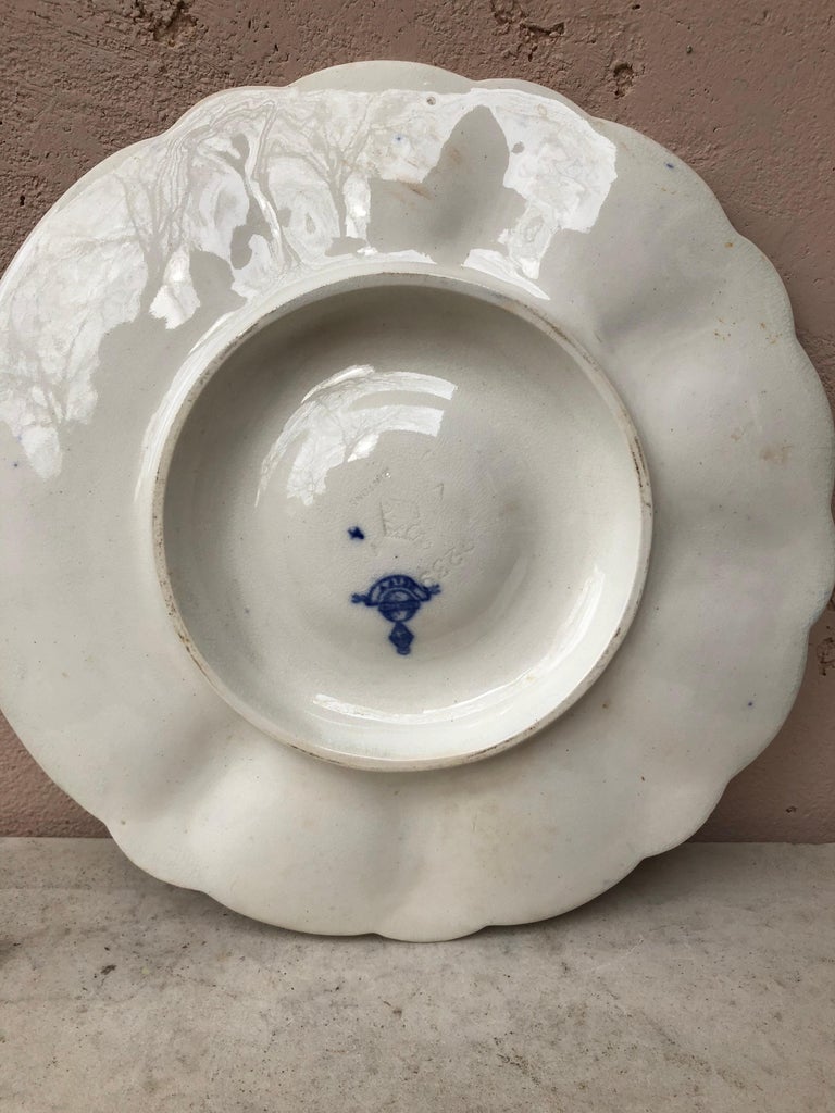 Late 19th Century 19th Century Minton's China Delft Blue and White Oyster Plate For Sale