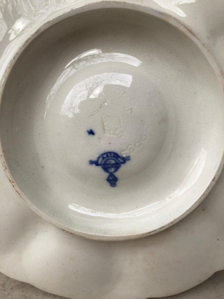 Faience 19th Century Minton's China Delft Blue and White Oyster Plate For Sale
