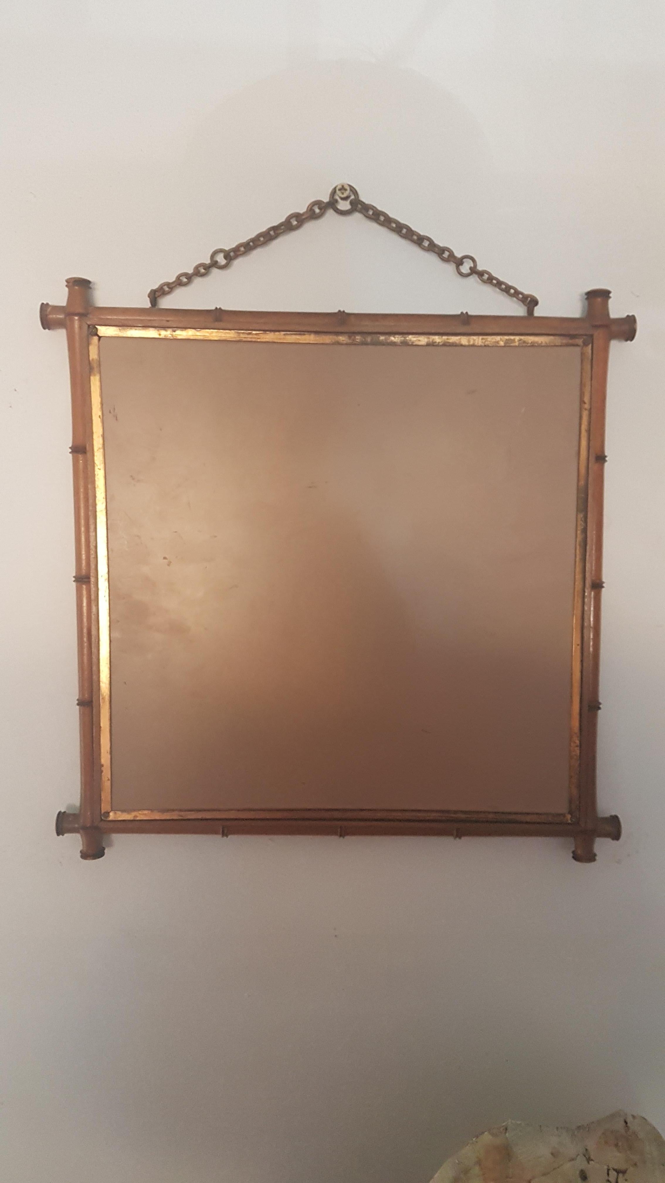 19th Century Miroir Brot Faux Bamboo and Chinoiserie Tryptic Mirror 3