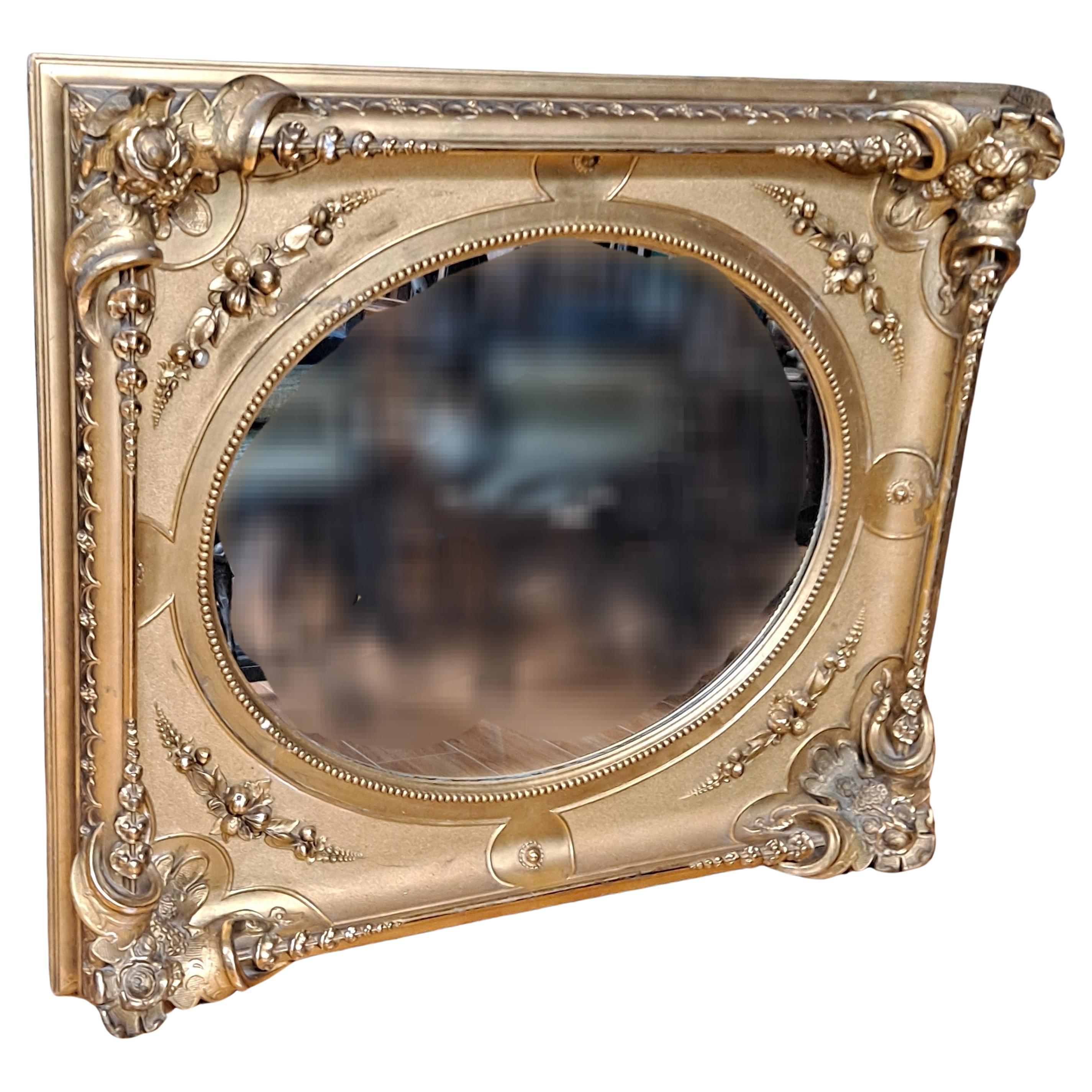 19th Century Mirror in Carved & Gilded Frame  