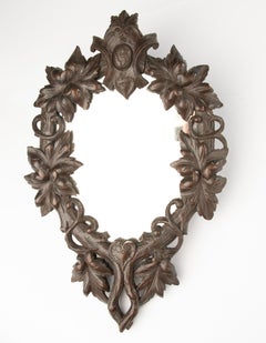 19th Century Mirror - France - Carved Oak - Foliate Motif