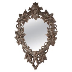 19th Century Mirror - France - Carved Oak - Foliate Motif