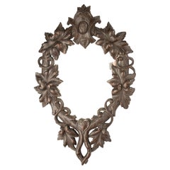 19th Century Mirror - France - Carved Oak - Foliate Motif