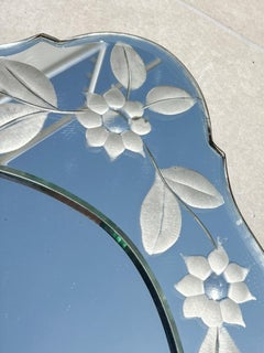 19th Century Mirror with Incised Floral Decorations, France