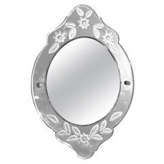 19th Century Mirror with Incised Floral Decorations, France