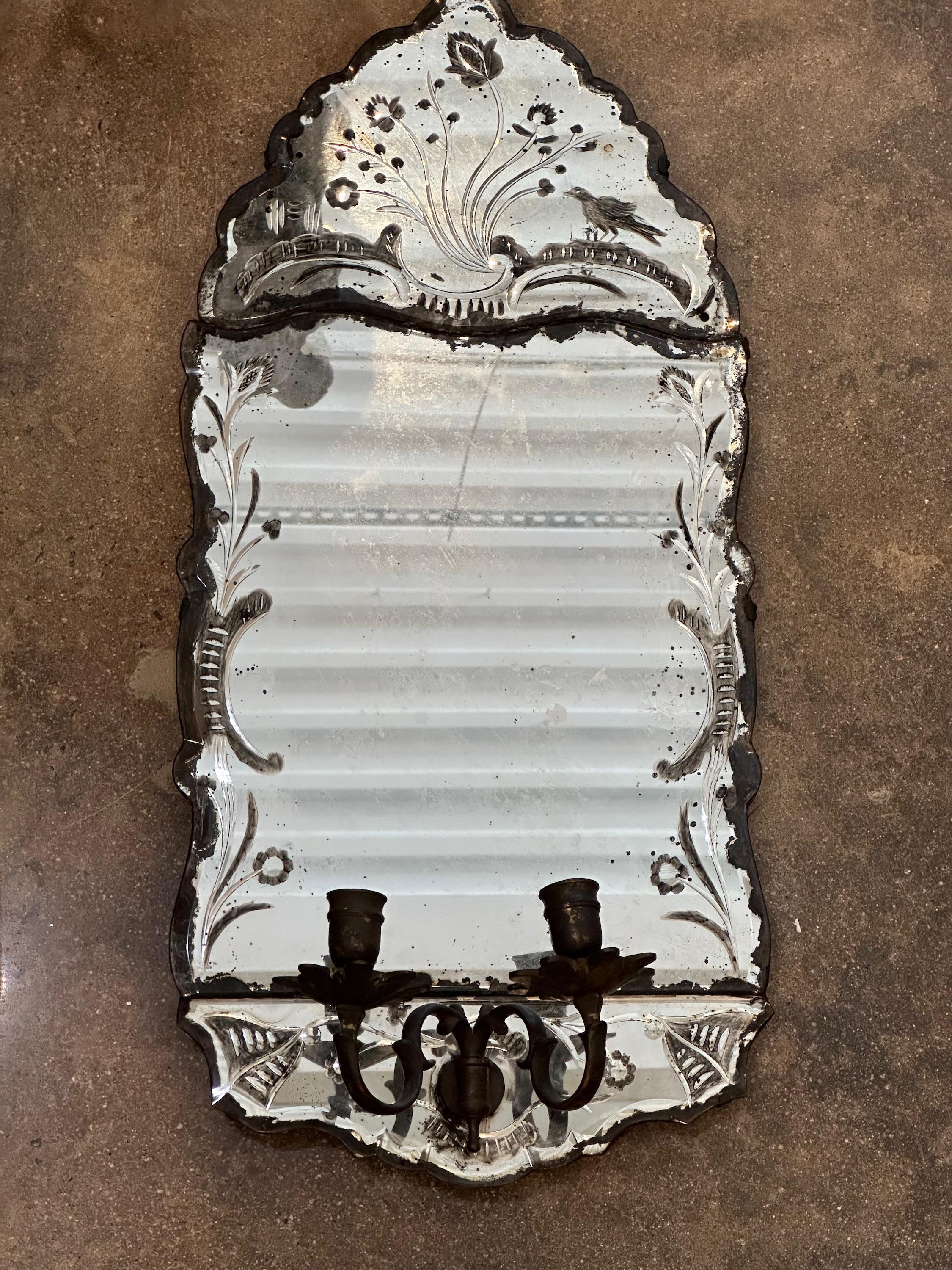 French 19th Century Mirror With Sconce For Sale