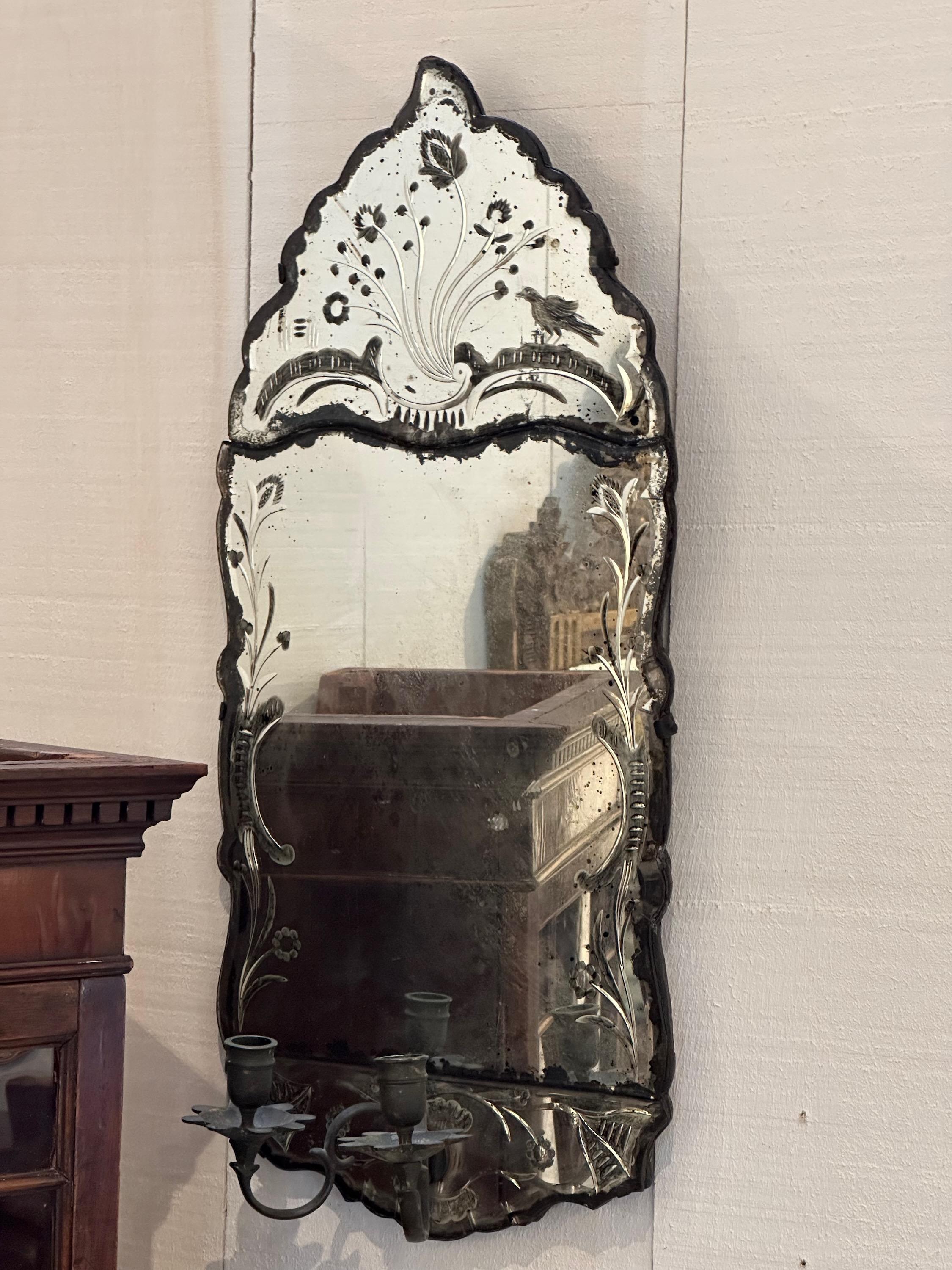 19th Century Mirror With Sconce For Sale 1
