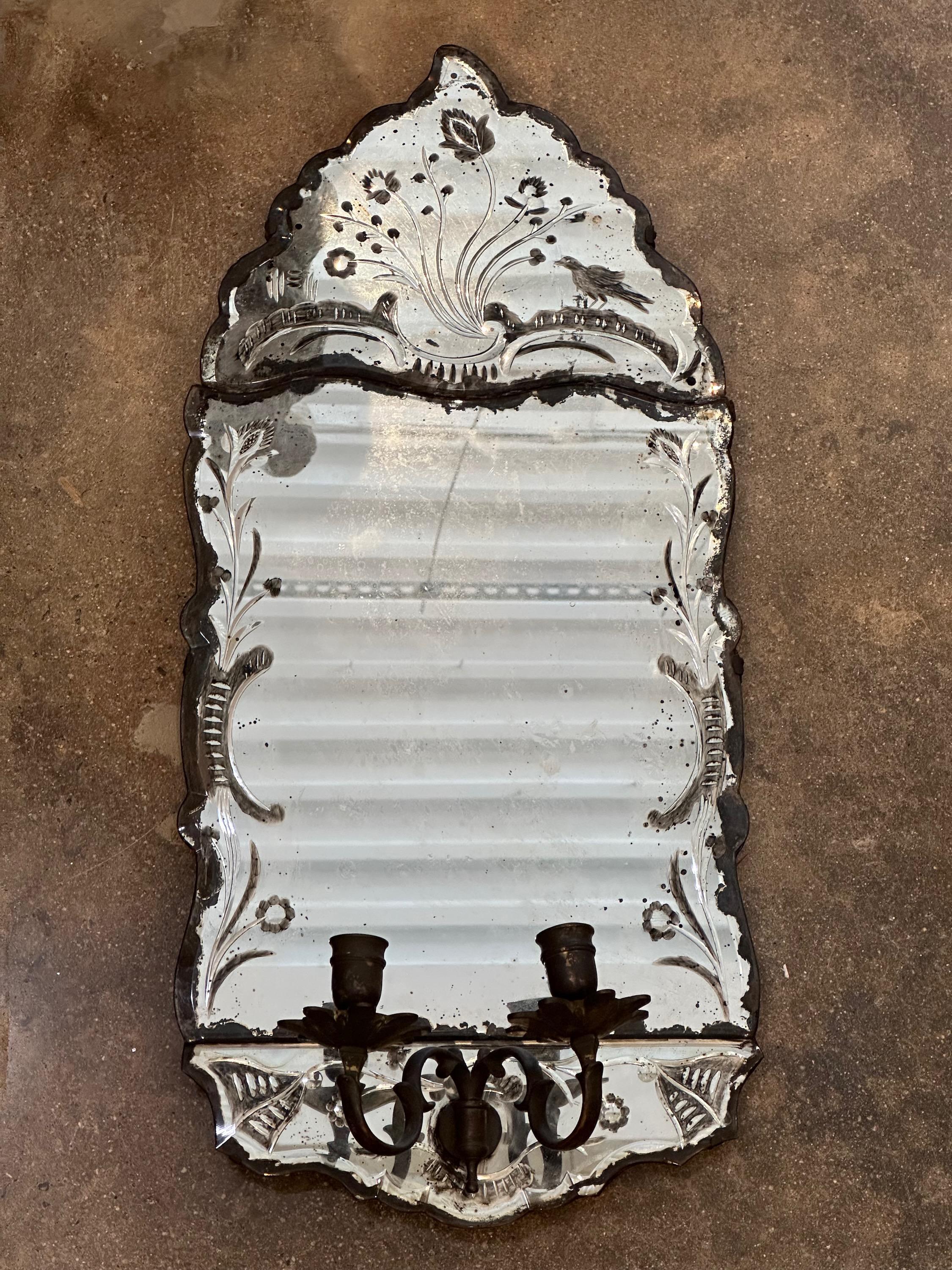 19th Century Mirror With Sconce For Sale 3