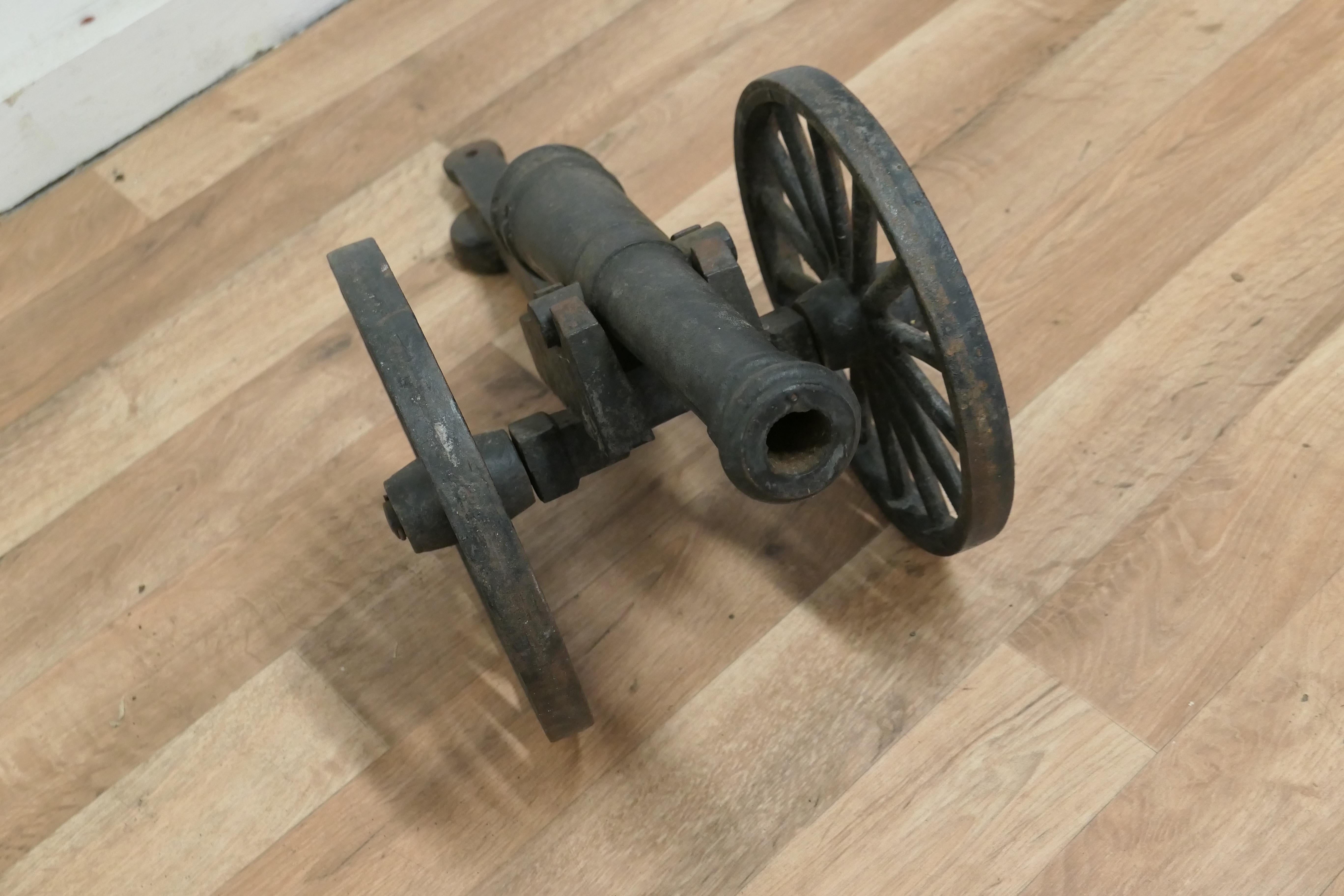 British Colonial 19th Century Model Field Gun on Carriage, Cast Iron Porch Cannon For Sale