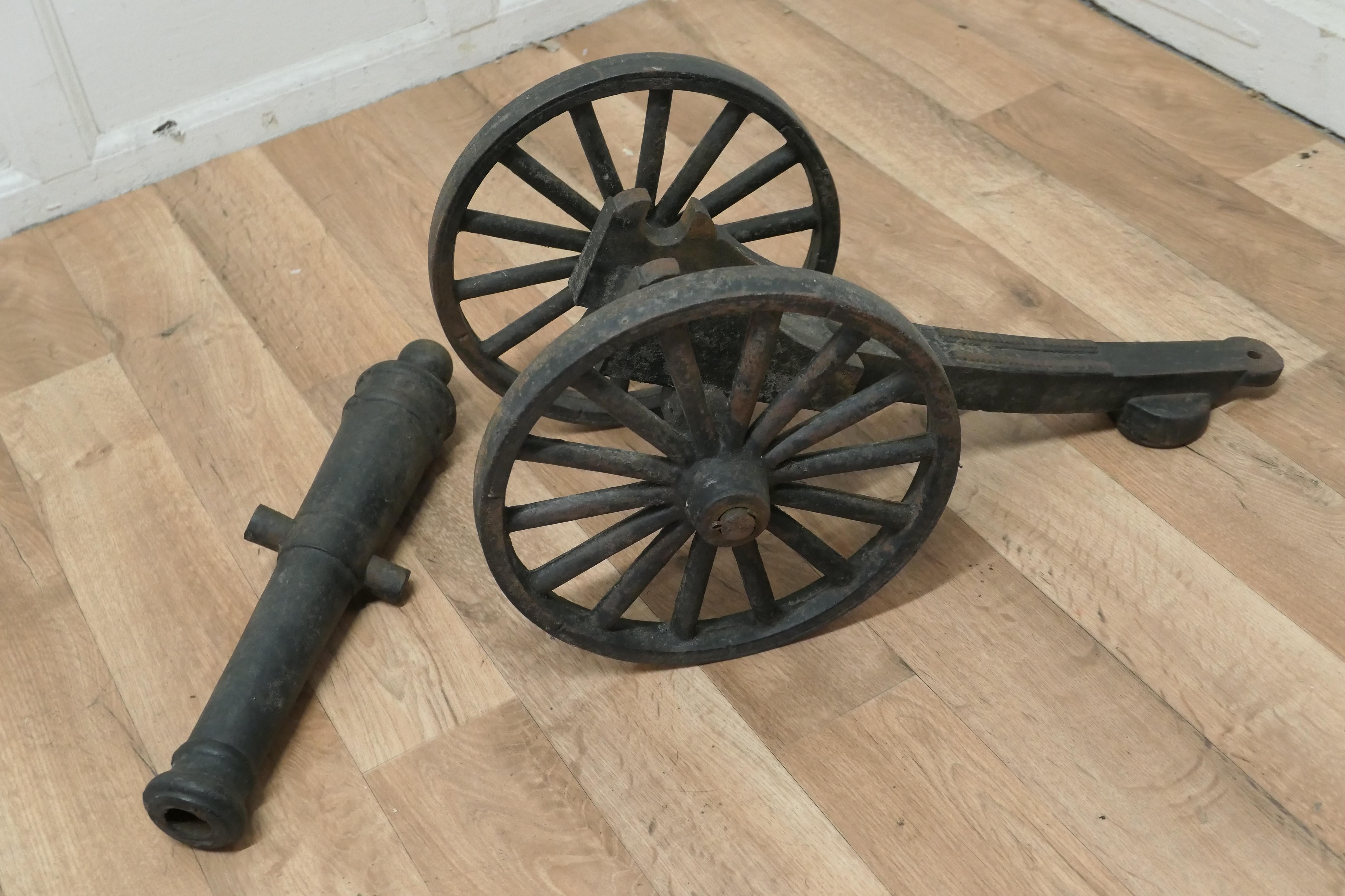 19th Century Model Field Gun on Carriage, Cast Iron Porch Cannon For Sale 1