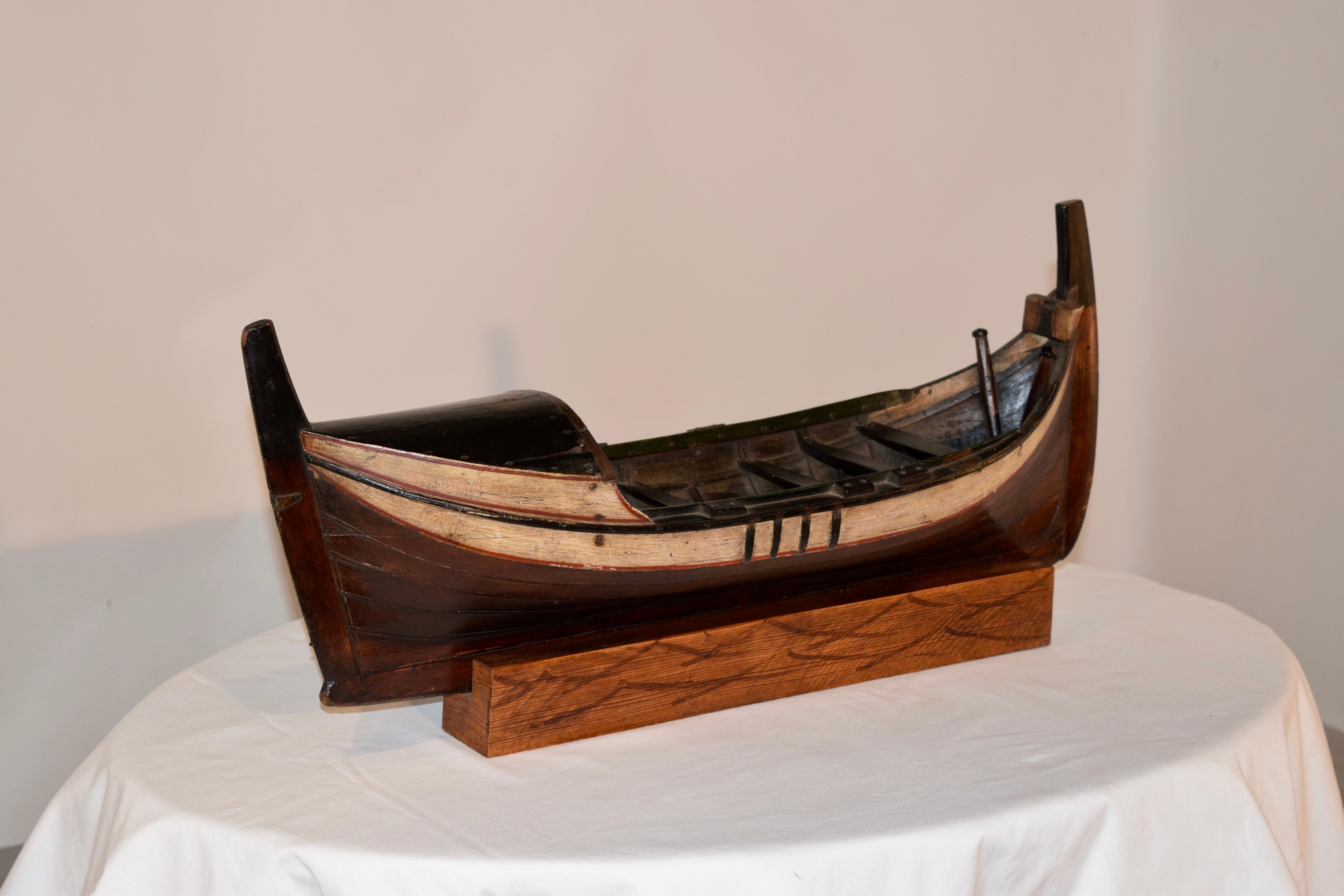 Folk Art 19th Century Model of Boat on Stand