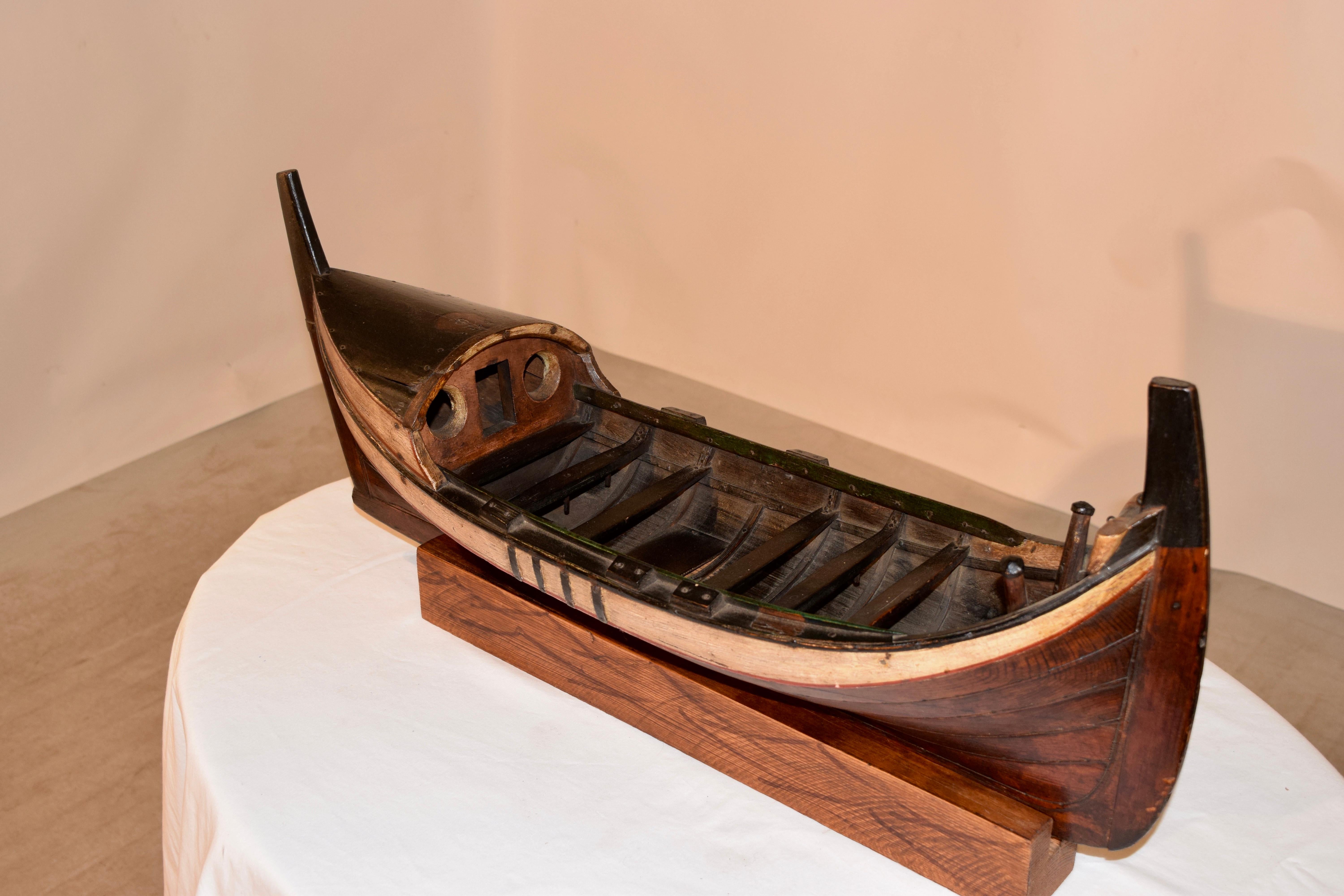 English 19th Century Model of Boat on Stand