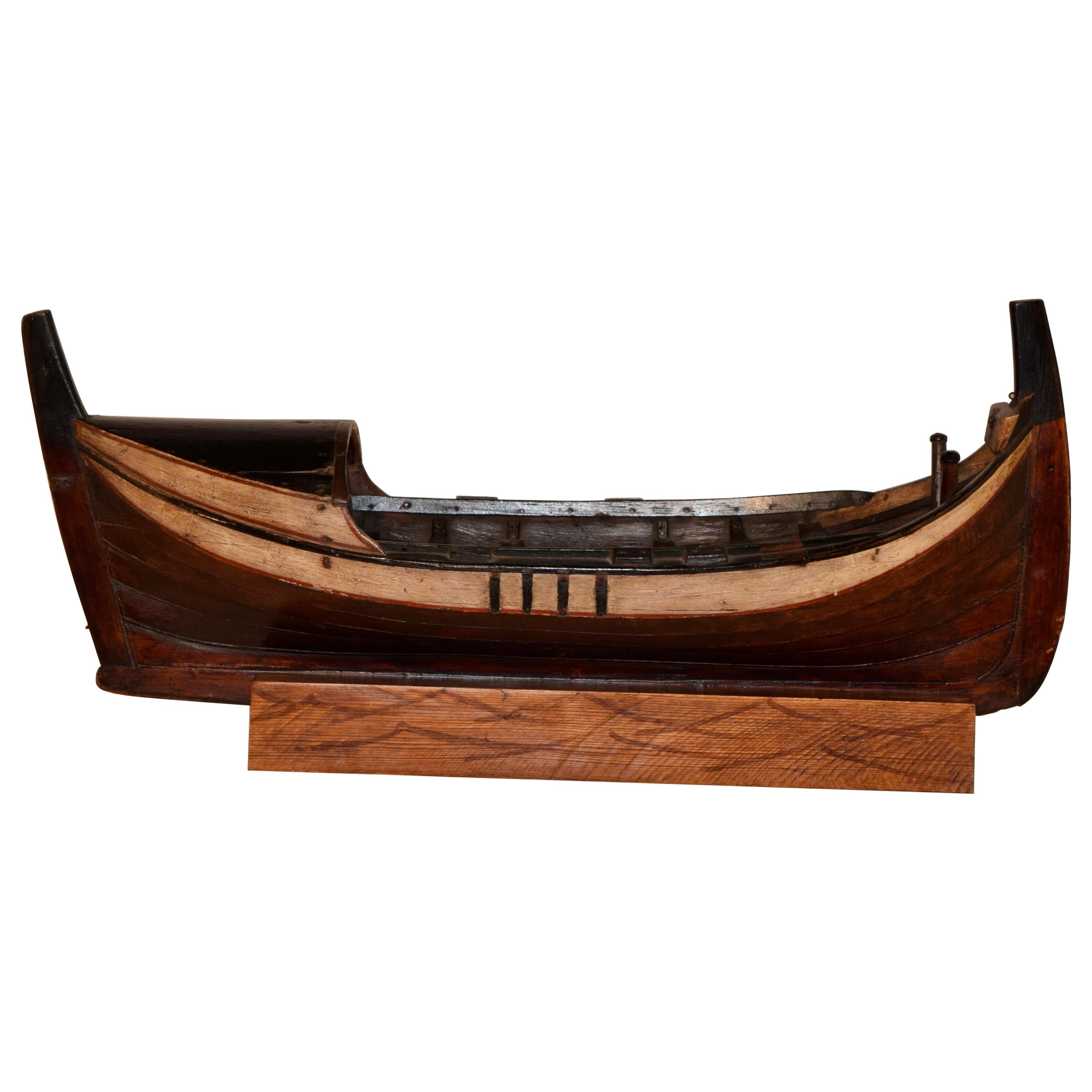 19th Century Model of Boat on Stand