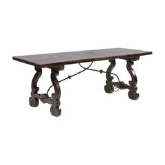 19th Century Monastery Table with Iron Base