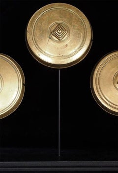 19th Century Mongolian Bronze Mandala Set with Custom Stands. Finely Cast