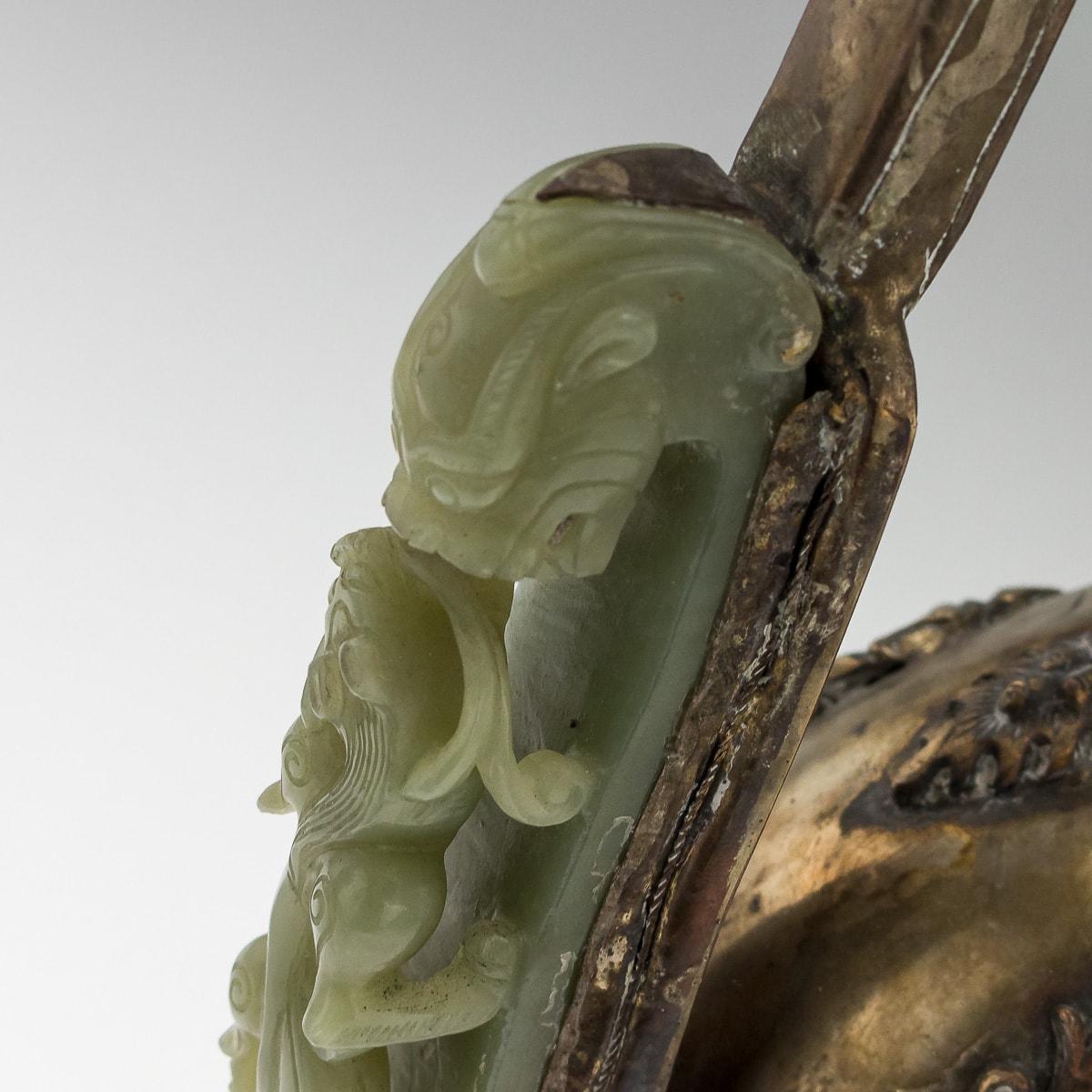 19th Century Mongolian Style Gilt Metal, Jade & Hardstones Large Ewer, c.1890 For Sale 9
